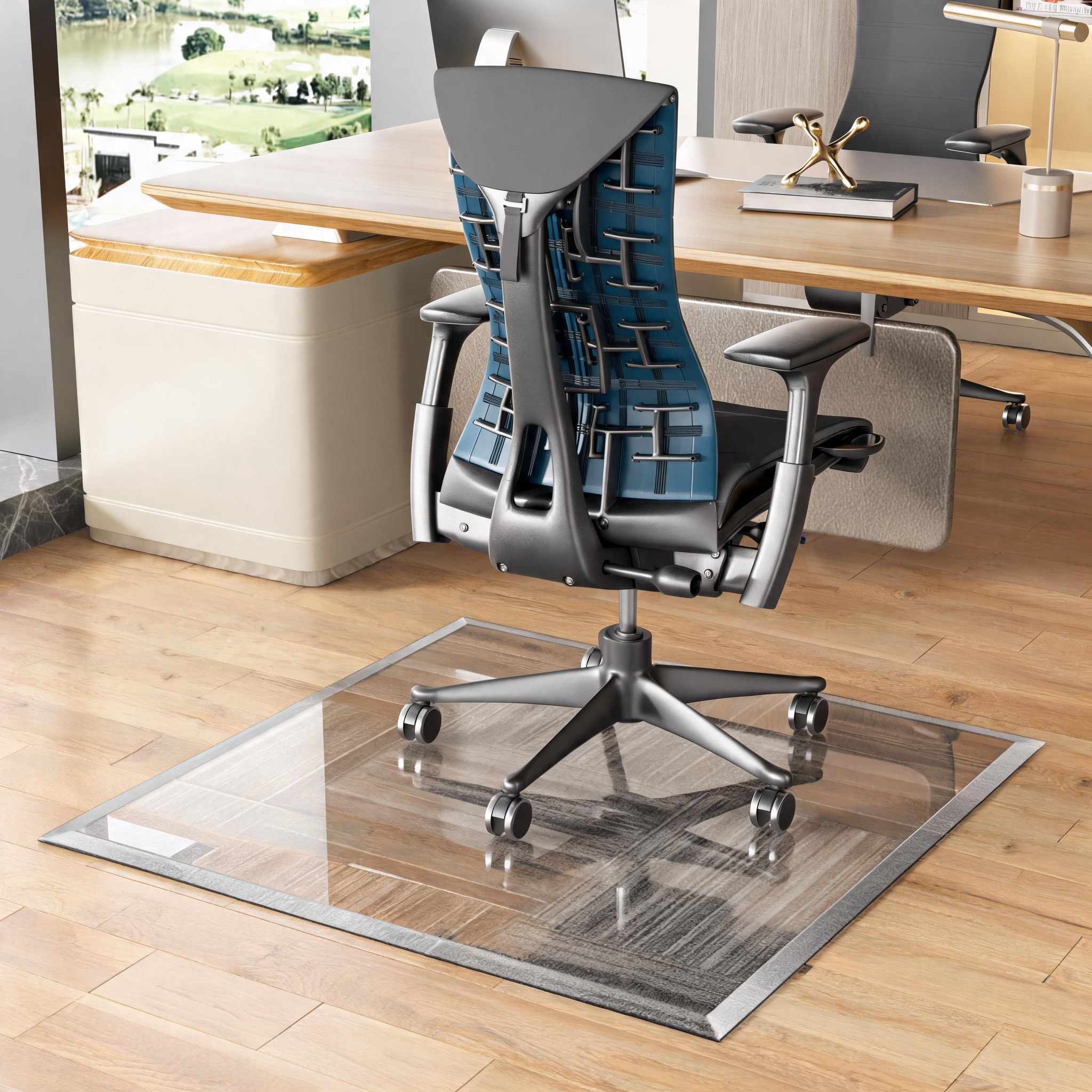 Glass Chair Mat, 36 x 36 in, Big and Tall, Transparent