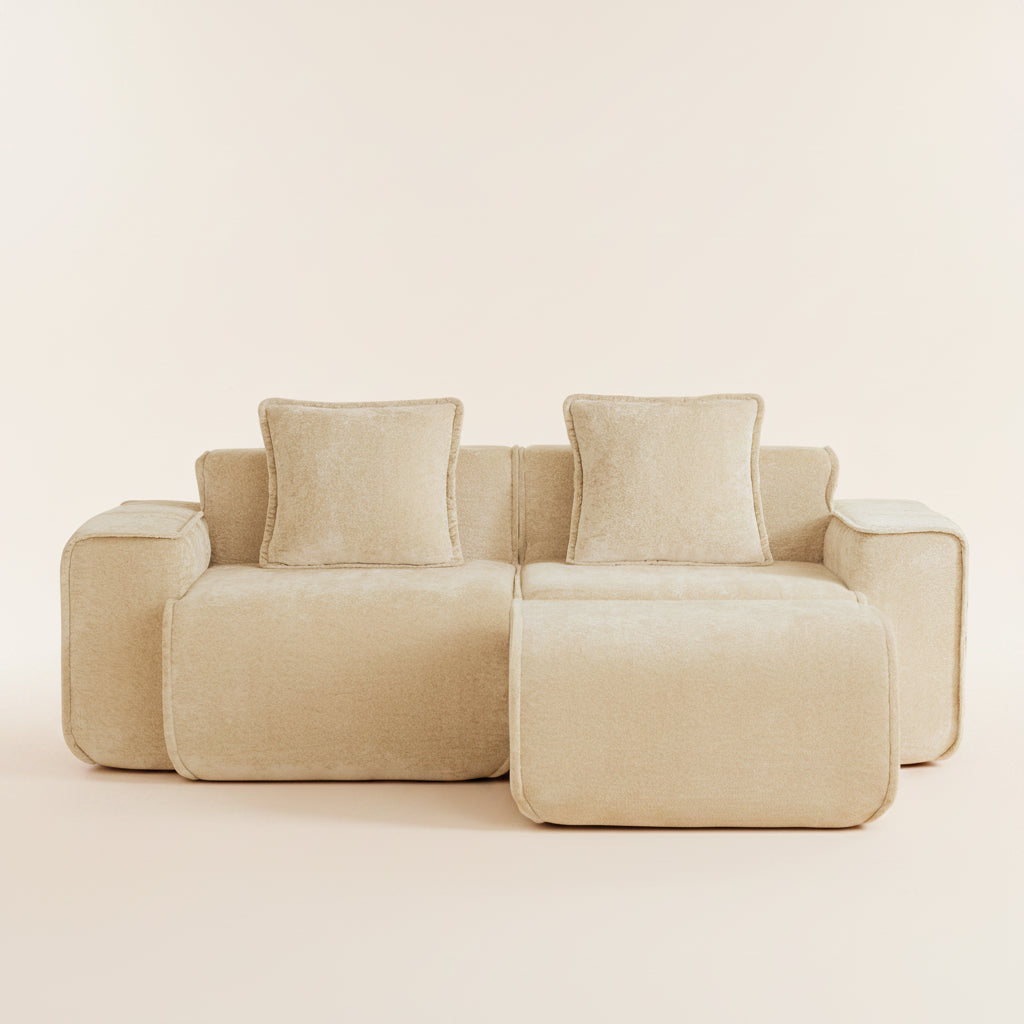 Seneca 2-Seat Boneless Couch in Camel with 1 ottoman #OttOnly_1 #Color_Camel