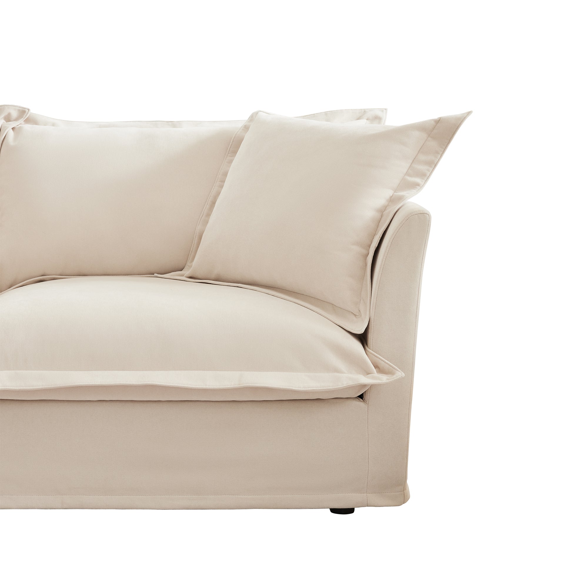 Fluffy Ottoman in Chenille Cream #Fabric_Chenille Cream