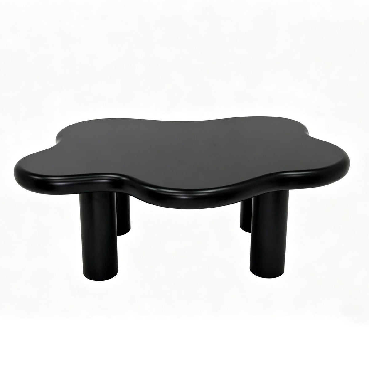Black Minimalist Organic-Shaped Coffee Table, 40 in, 15 in Tall