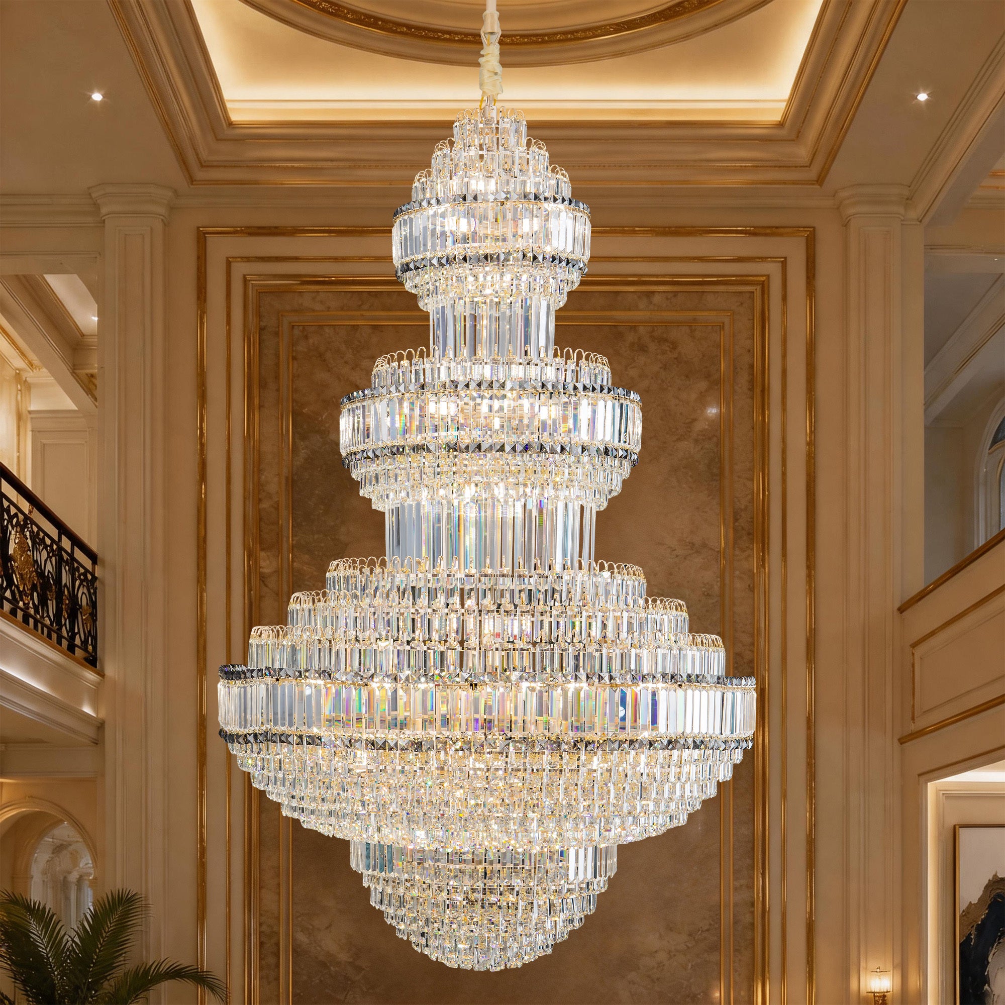 Gold Modern Chandelier, 47 in, Glass