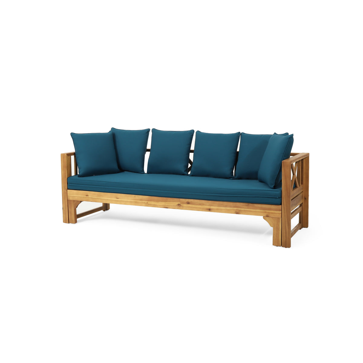 Teak Finish Wood Outdoor Daybed