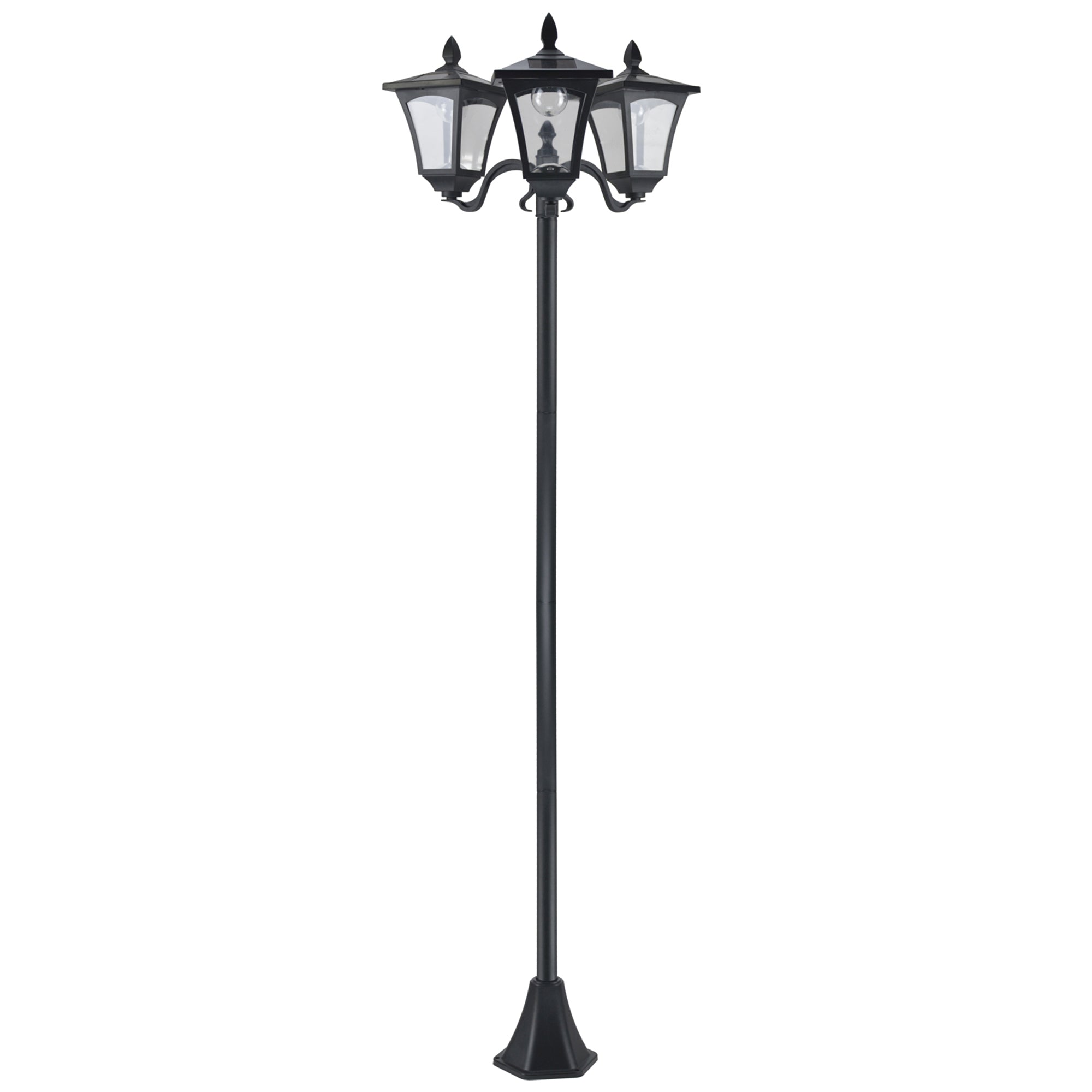 Lamp Post with Solar Dusk to Dawn LED in Black