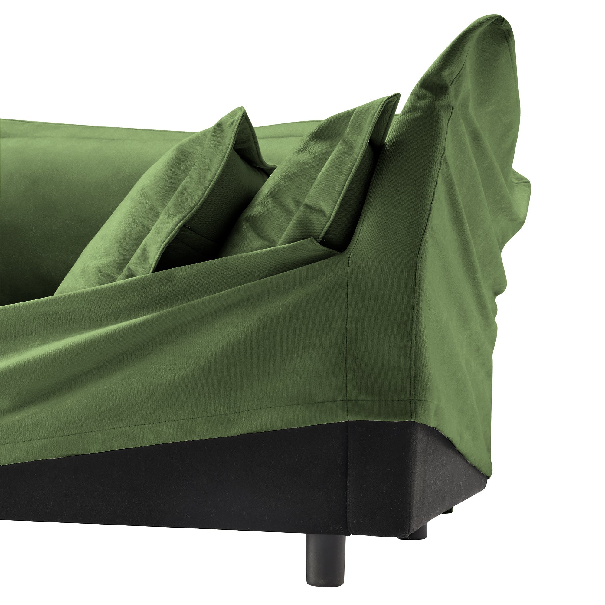 Fluffy Ottoman in Chenille Olive #Fabric_Chenille Olive
