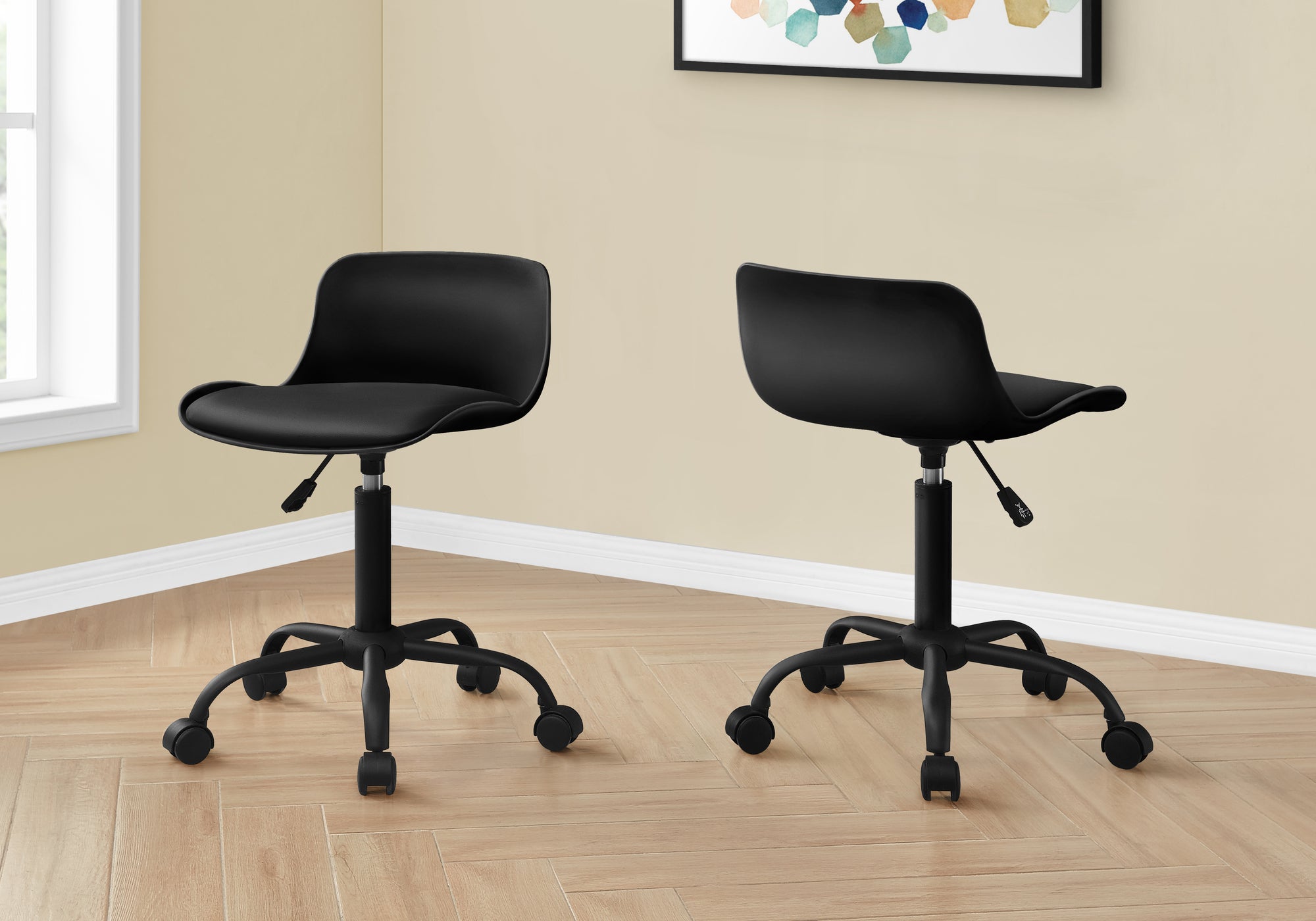Kids Black Office Chair, Low-Back, Swivel, Height Adjustable