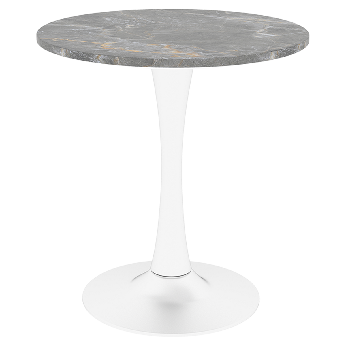 Gray Marble-Look Round Tulip Side Table, 27.6 in