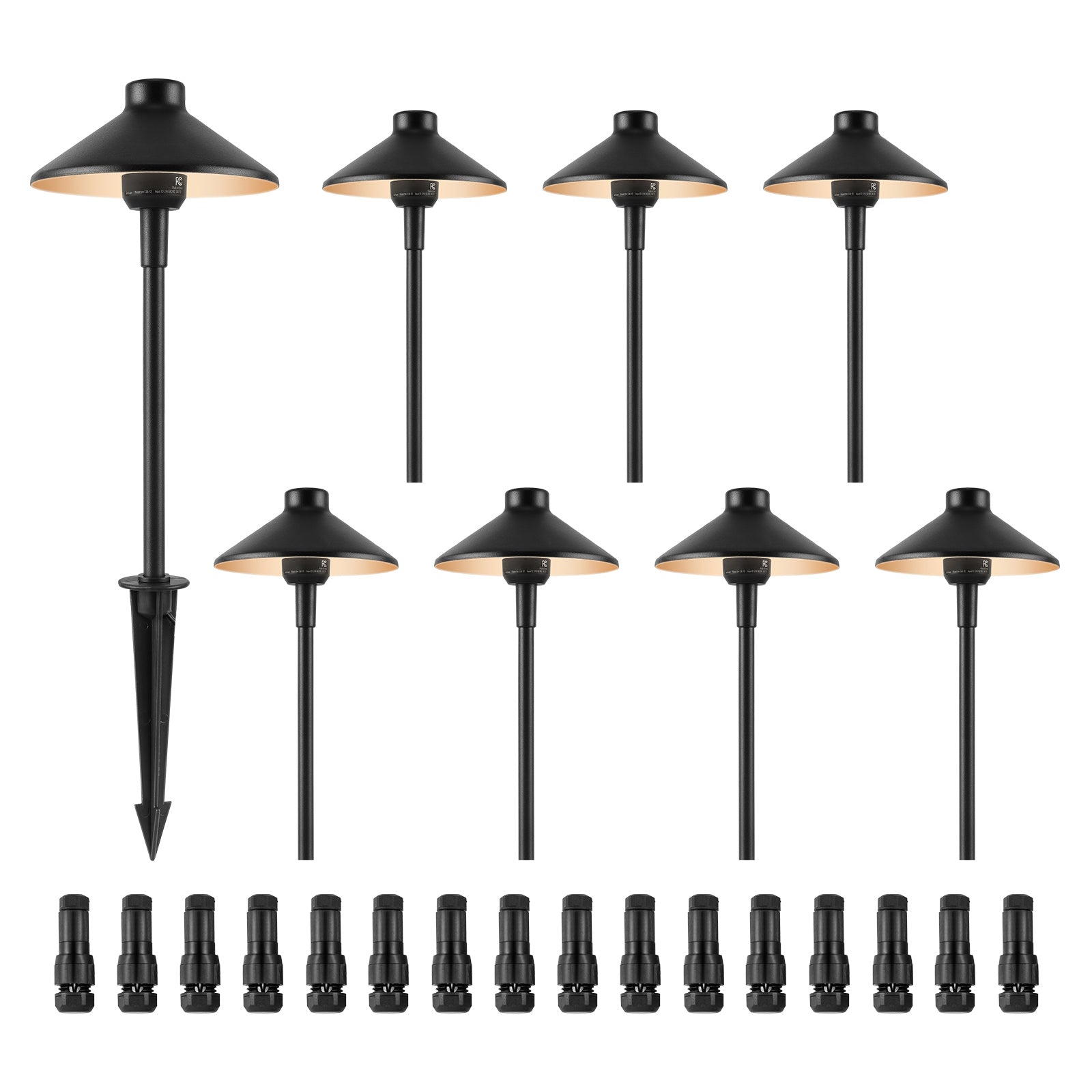 Landscape Path Lights, Low-Voltage LED 8-Pack, Black