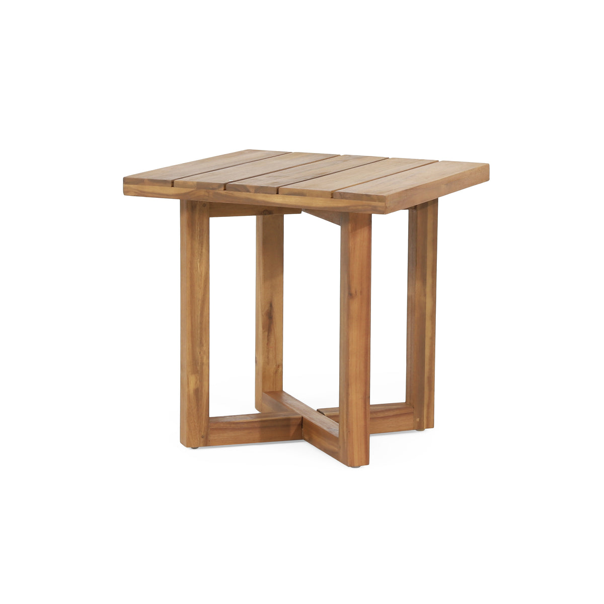 Teak Finish Square Outdoor Side Table