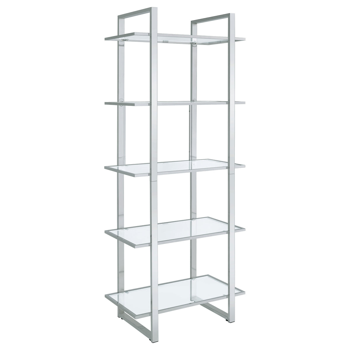 Minimalist Metal Bookshelf, 5 Shelves, 79 in Tall, Clear
