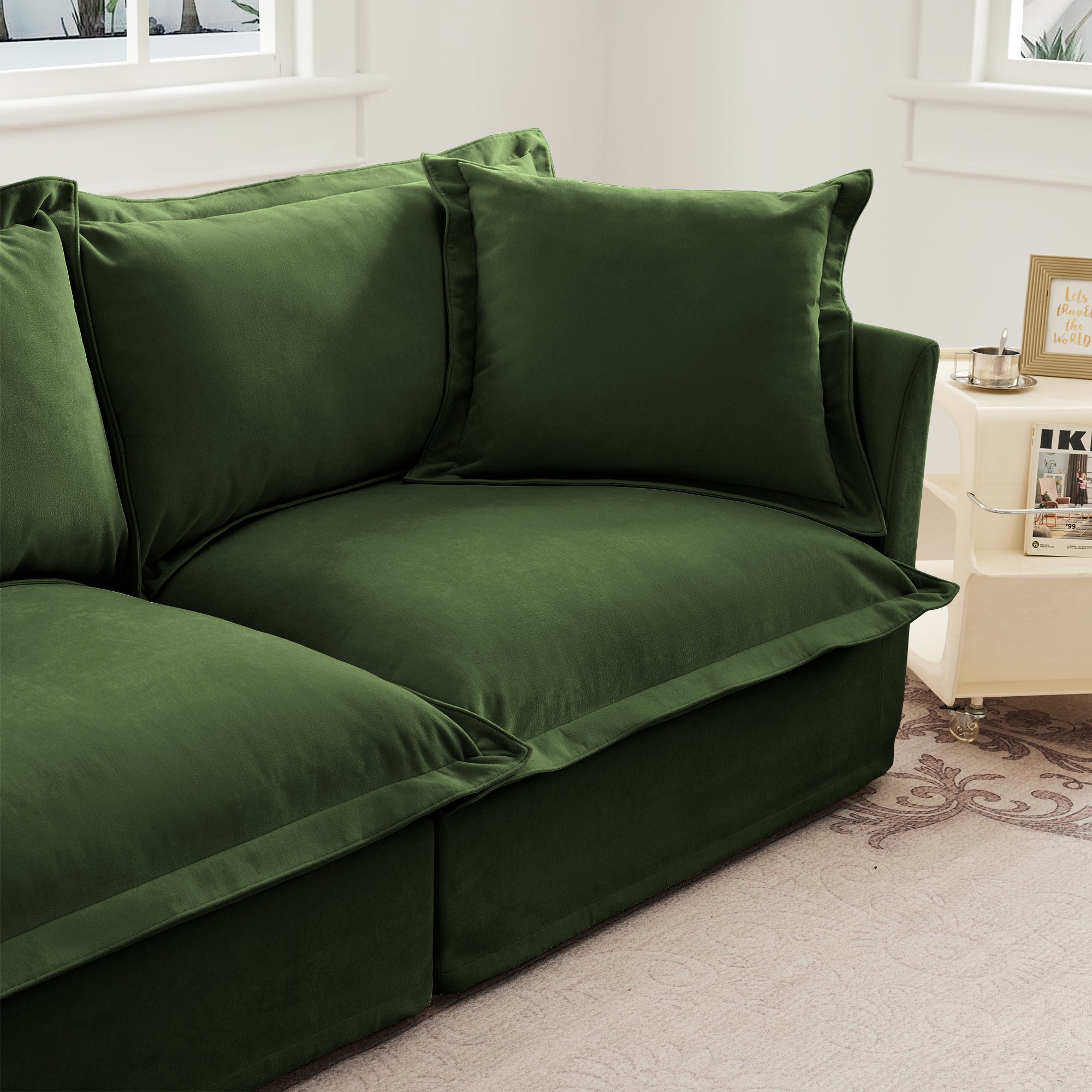 Fluffy Lounge Chair in Chenille Olive #Fabric_Chenille Olive