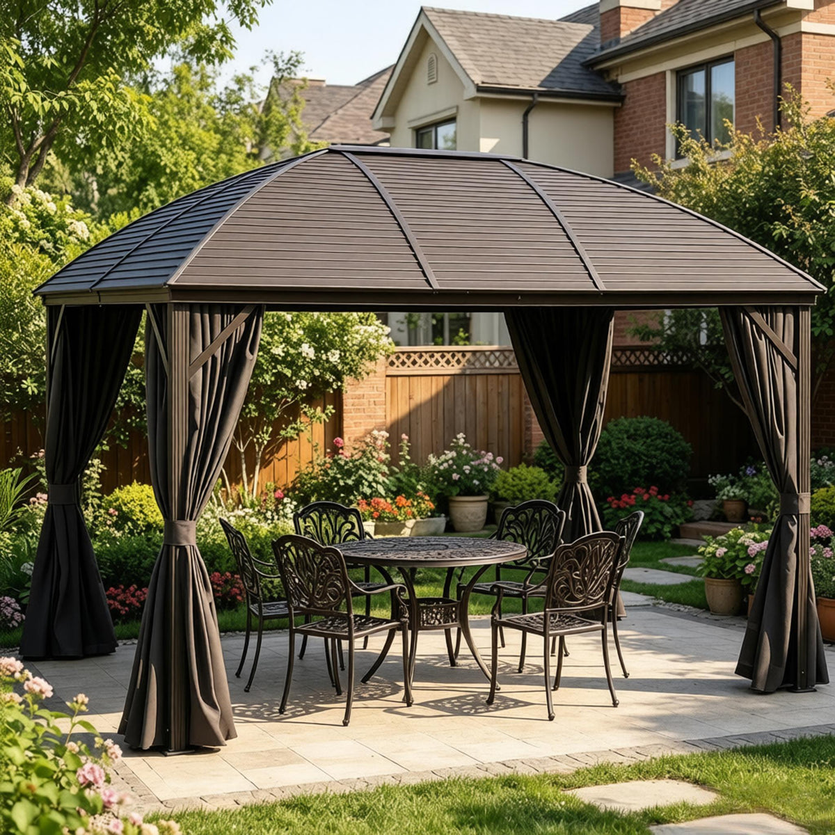 Dark Gray Aluminum Hardtop Gazebo