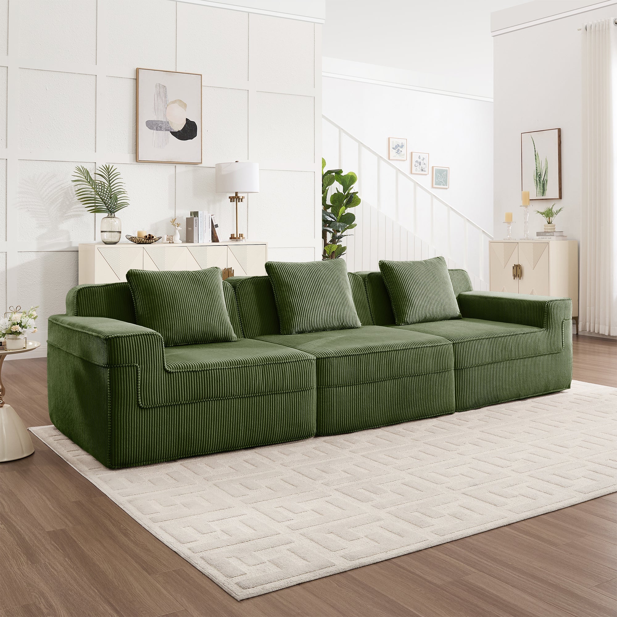 Hudson 3-Seat Boneless Couch in Olive #OttOnly_0 #Color_Olive