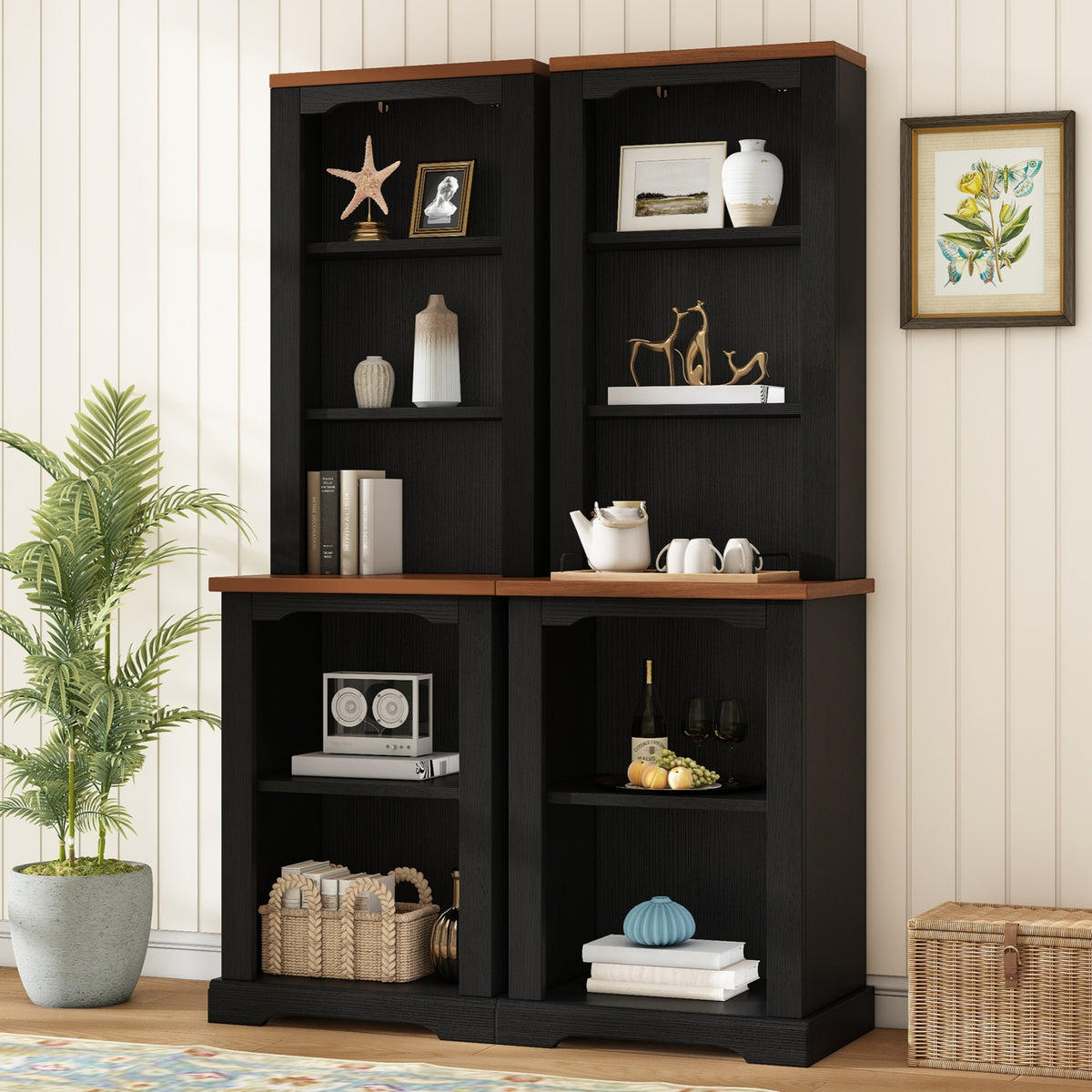 Bookshelf, 6 Shelves, Big and Tall, 66.1 in Tall, Walnut