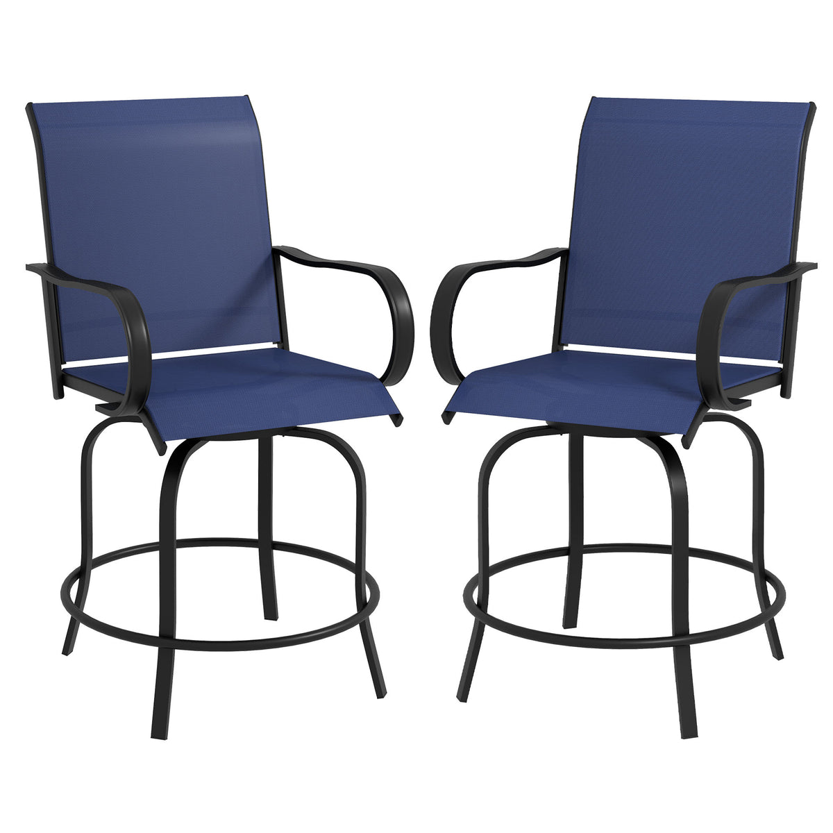 Blue Metal Outdoor Bar Stool, Set of 2
