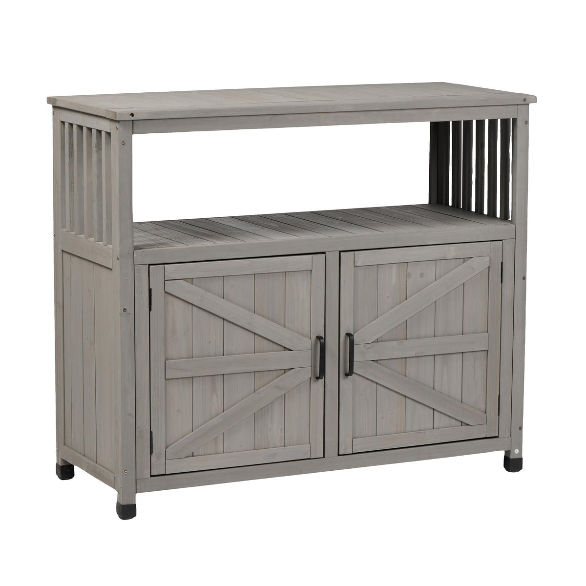 Gray Solid Wood Outdoor Bar Cabinet