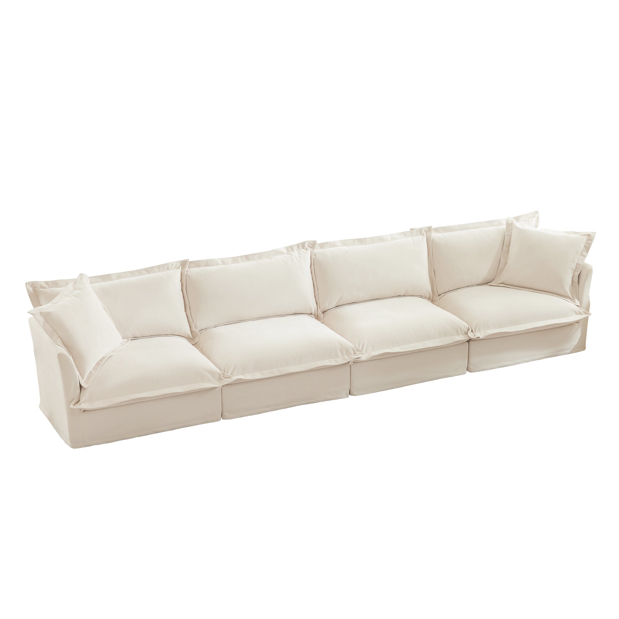 Fluffy 4-Seat Modular Sofa in Chenille Cream #OttOnly_0 #Fabric_Chenille Cream