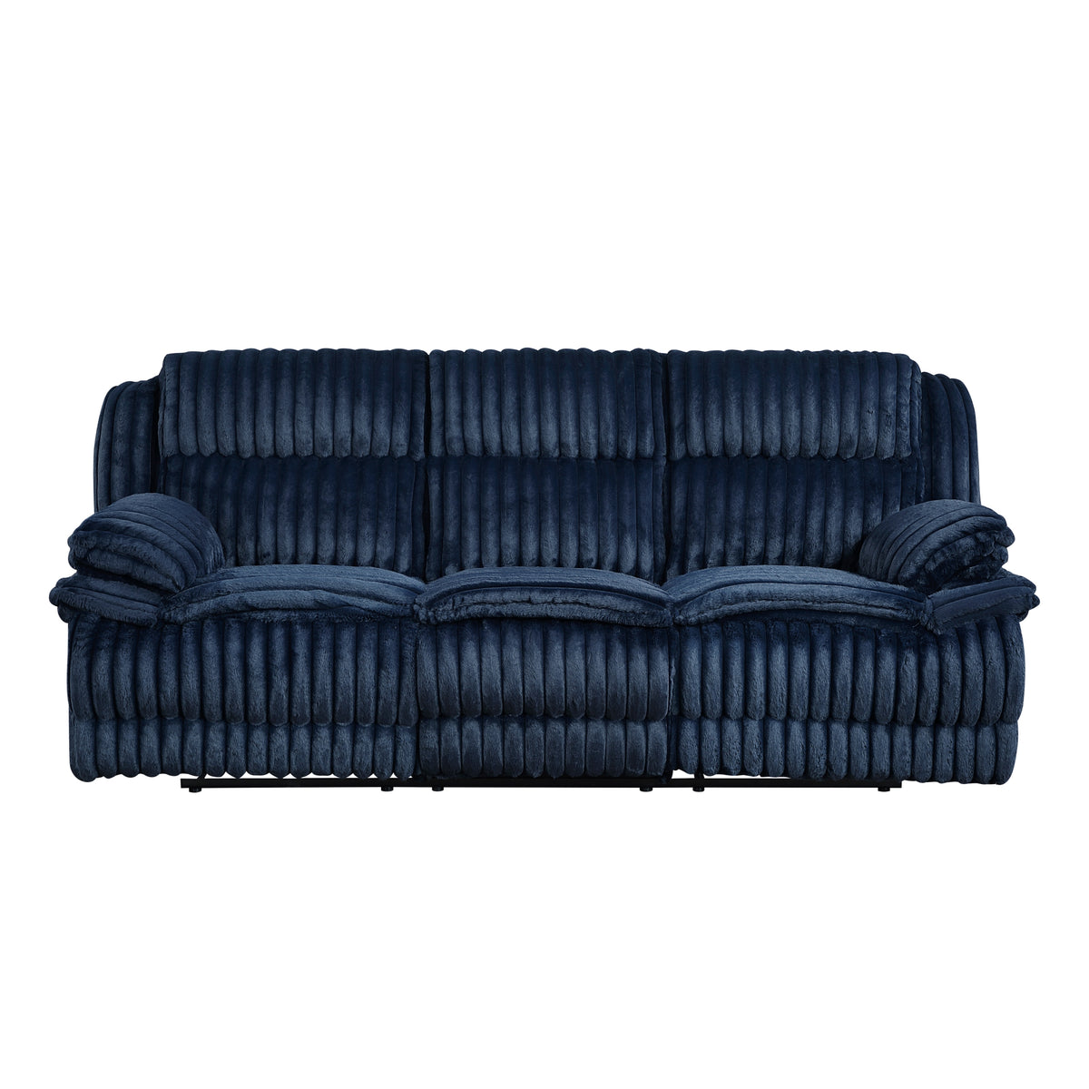 Blue Corduroy Reclining Sofa, 95 in Wide