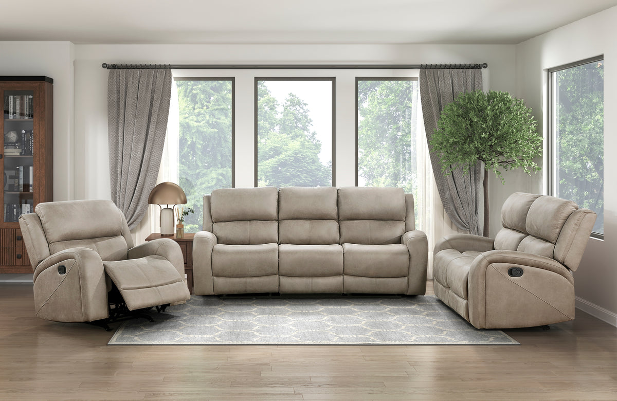 Brown Microfiber 3-Piece Reclining Living Room Set
