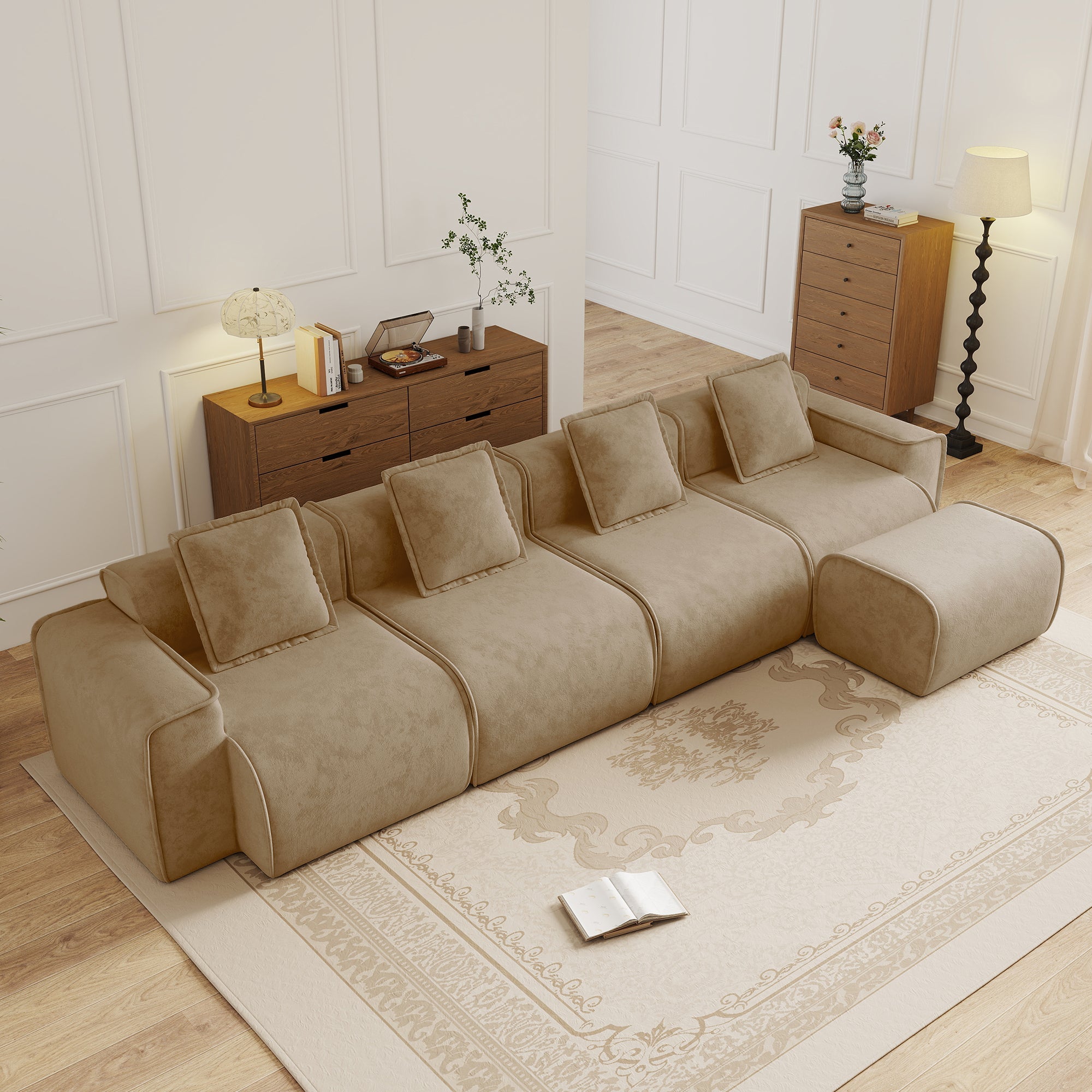 Seneca 4-Seat Boneless Couch in Mocha #OttOnly_1 #Color_Mocha