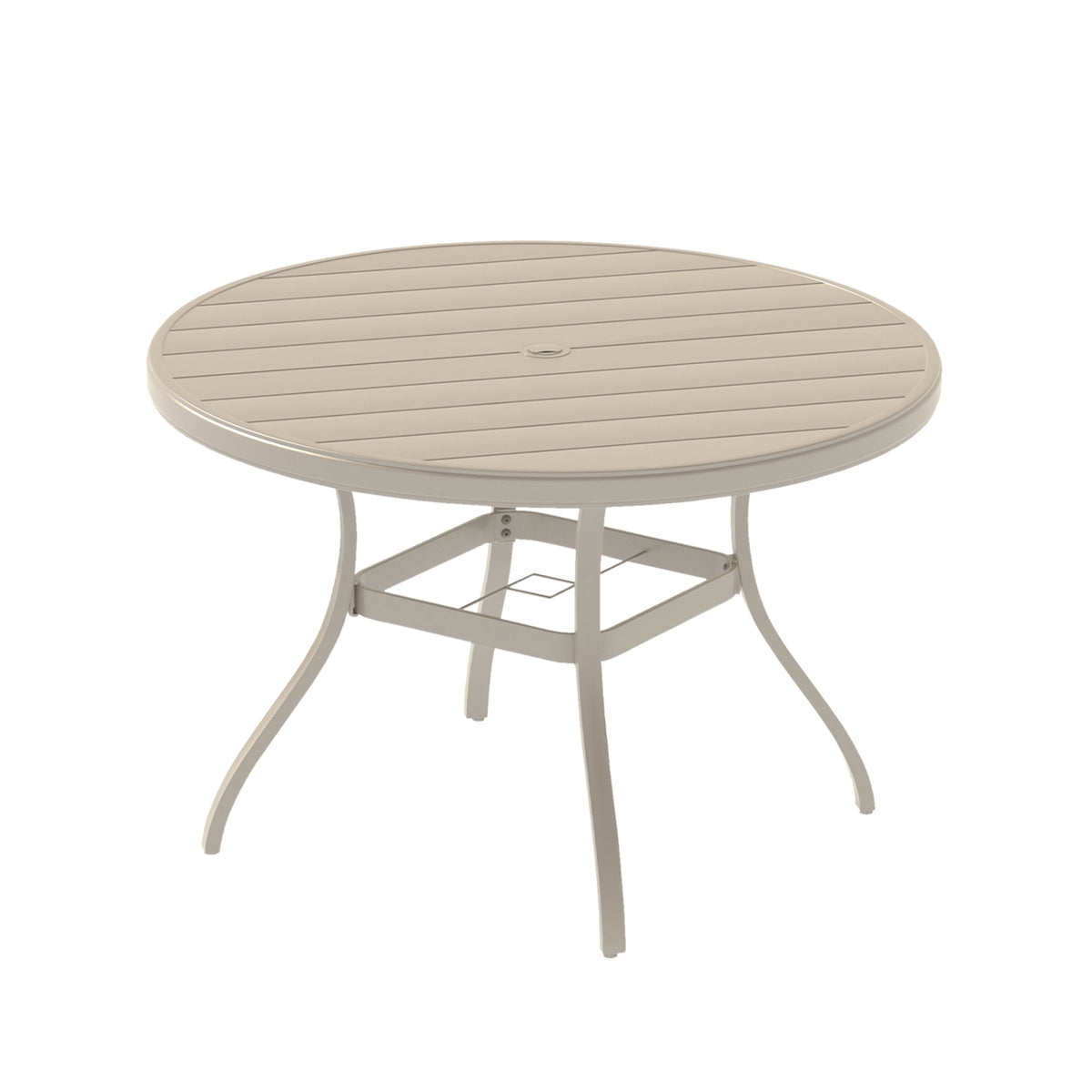 Sandstone Metal Round Outdoor Dining Table with Umbrella Hole, 40.6 in Wide