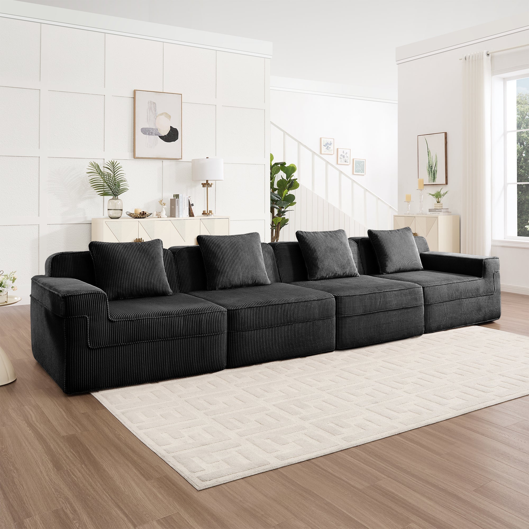 Hudson 4-Seat Boneless Couch in Black #OttOnly_0 #Color_Black