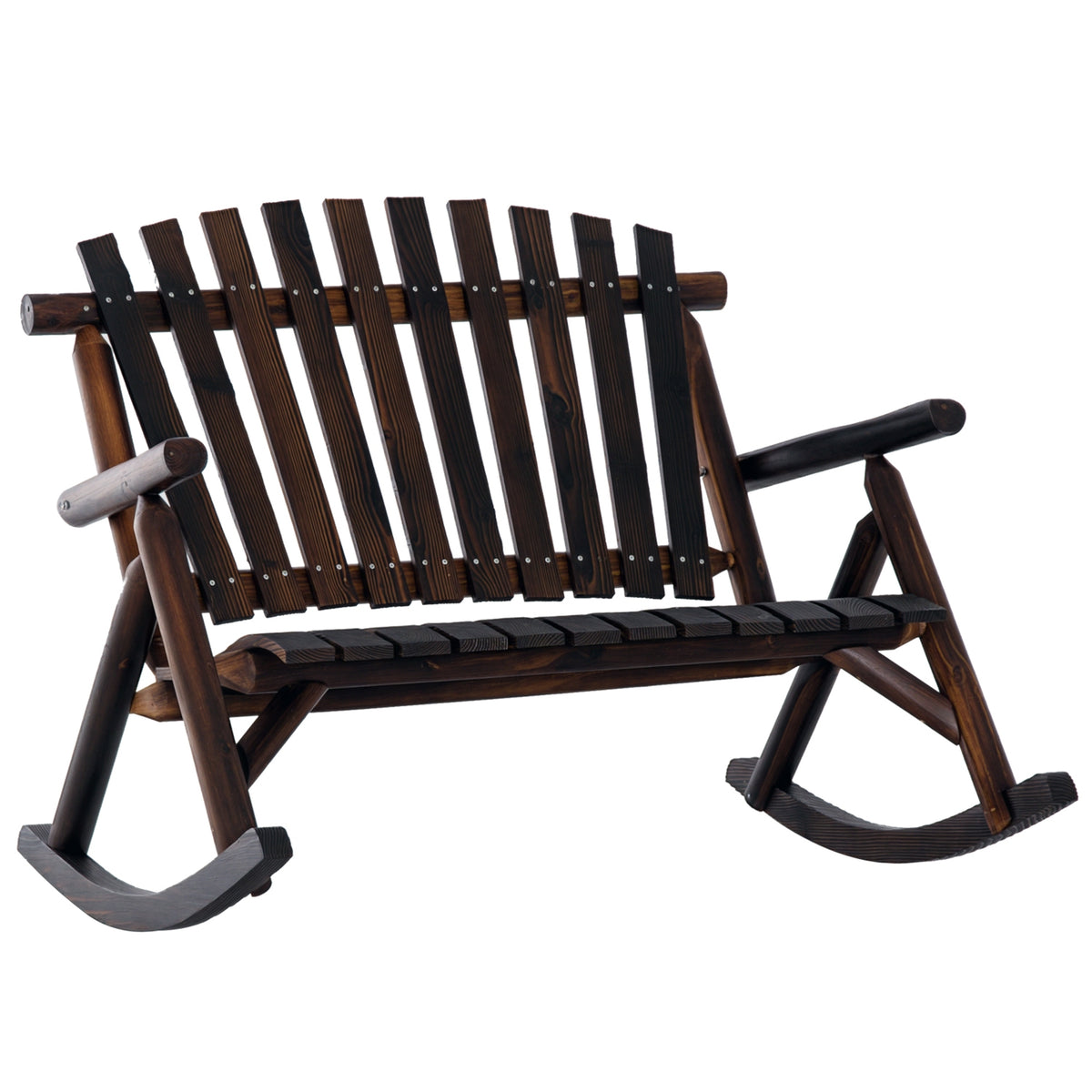 Solid Wood Outdoor Double Rocking Chair