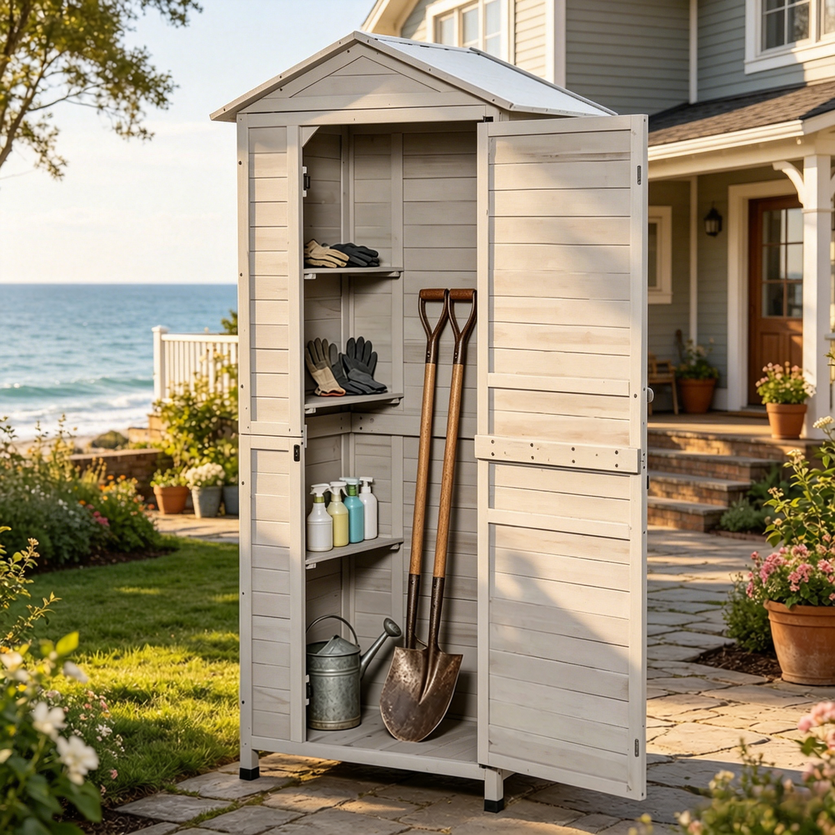 Light Gray Outdoor Storage Cabinet