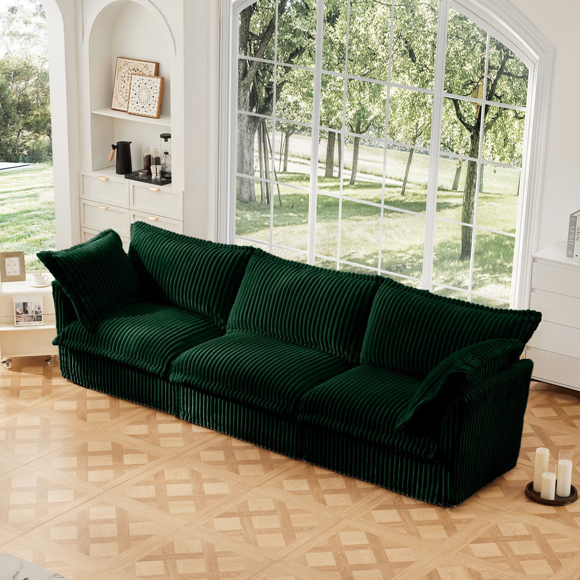 Fluffy 3-Seat Modular Sofa in Corduroy Emerald #OttOnly_0 #Fabric_Corduroy Emerald
