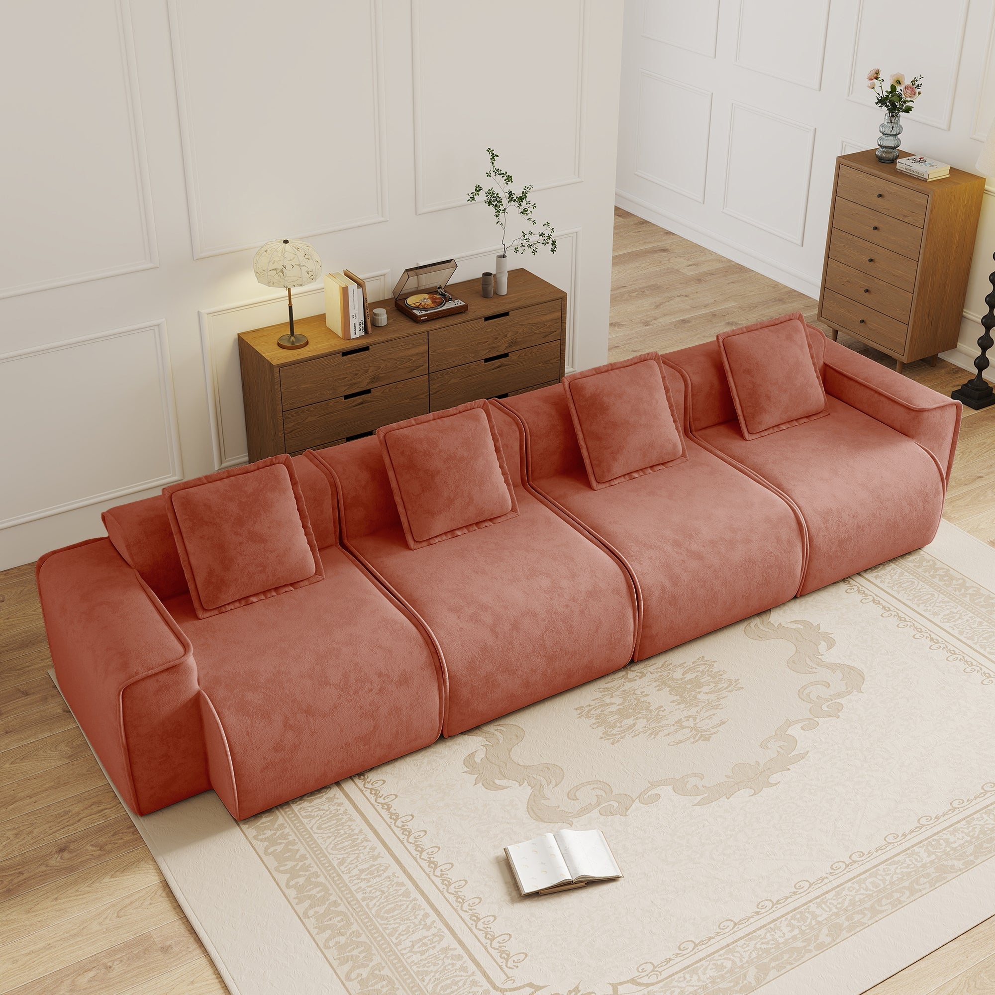Seneca 4-Seat Boneless Couch in Terracotta #OttOnly_0 #Color_Terracotta