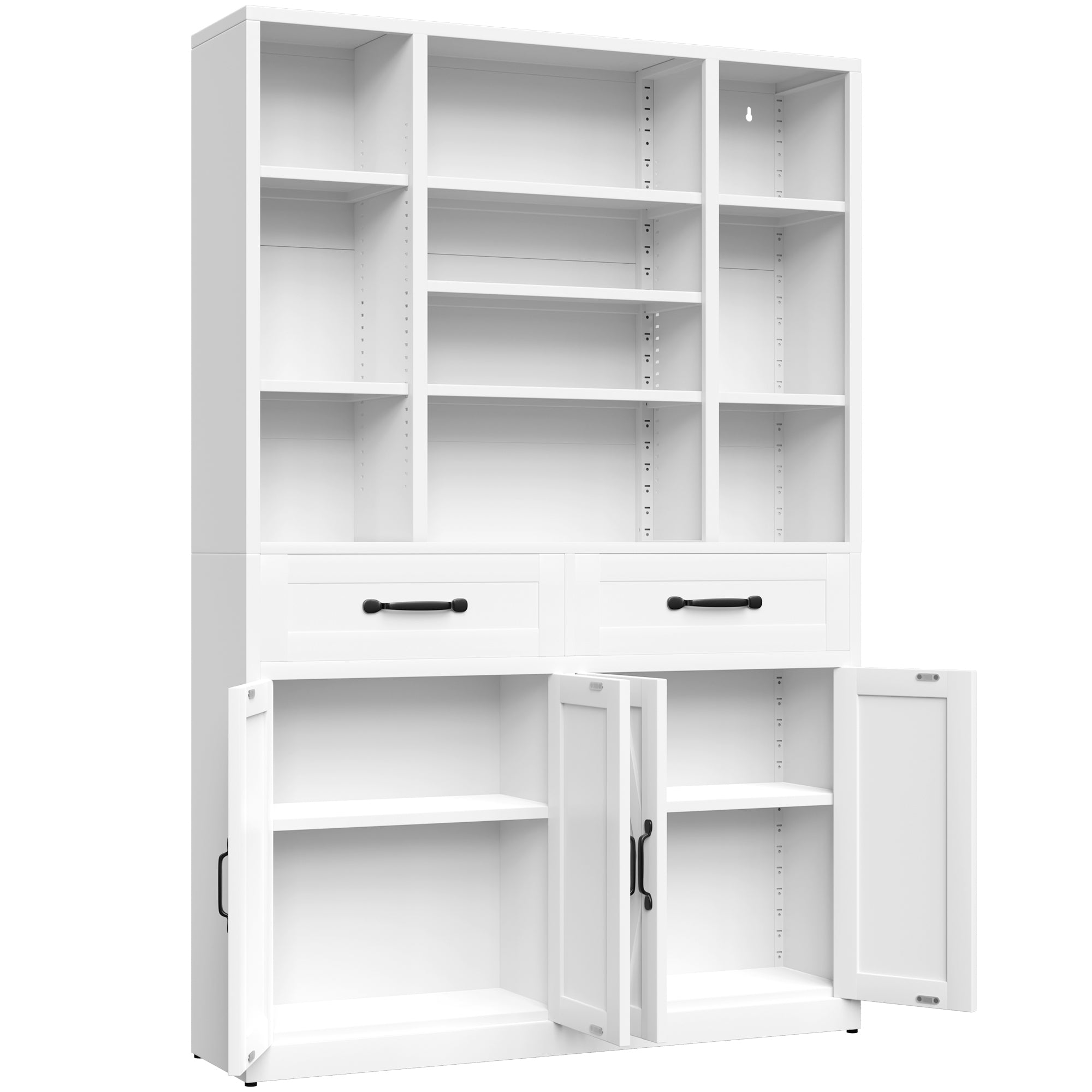 Industrial Metal Bookcase, 3 Shelves, 70.9 in Tall, White