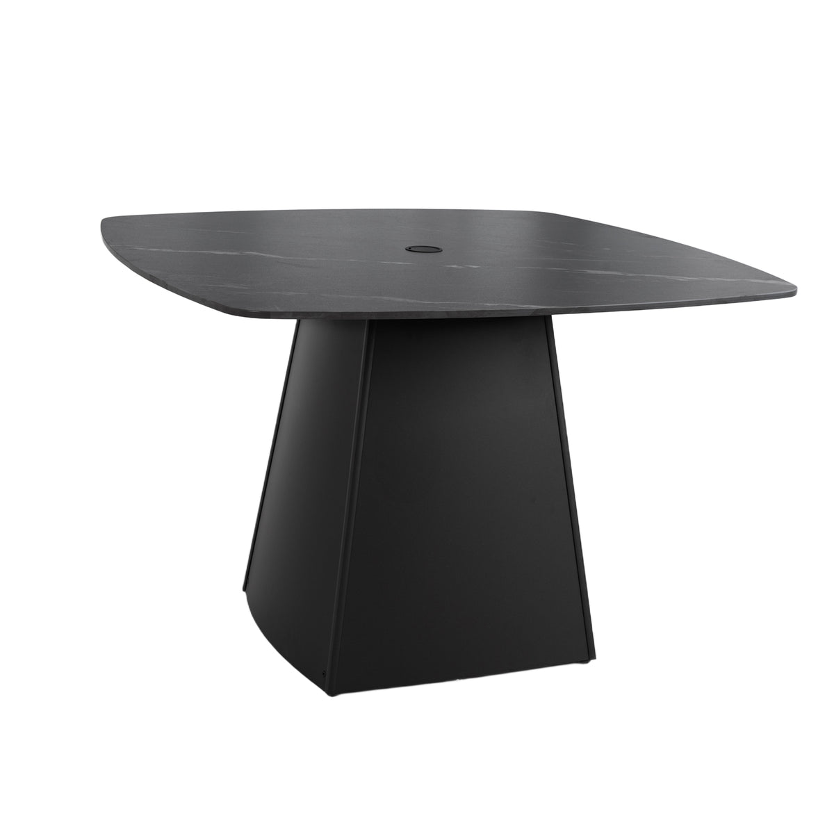 Black Aluminum Square Outdoor Dining Table, 44.2 in Wide