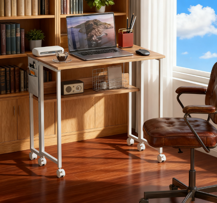 Desk, Swivel, 31.5 in, Natural