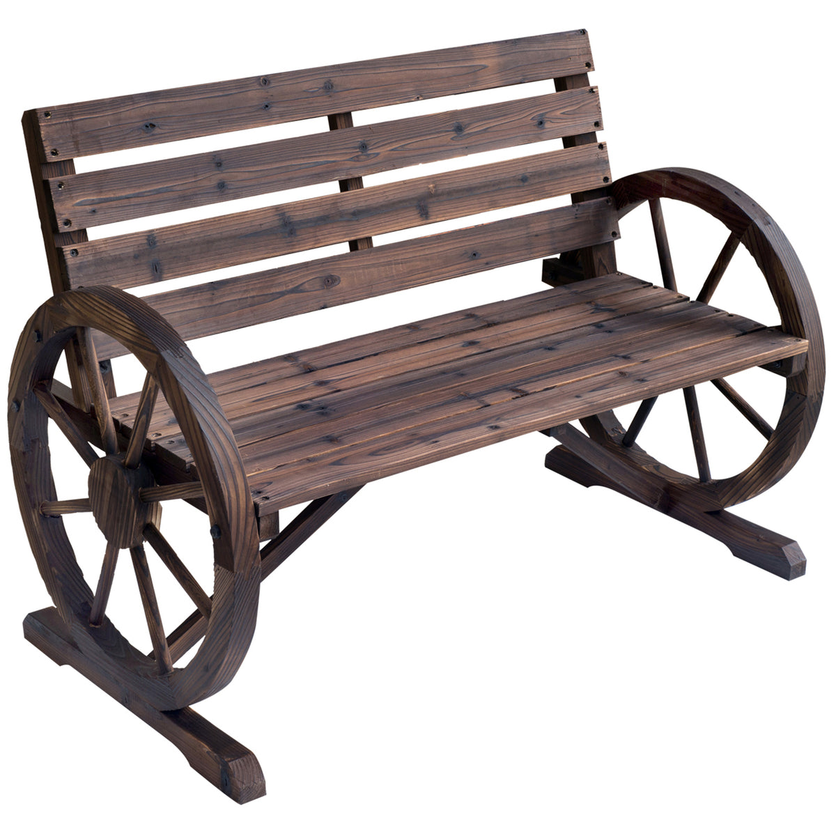 Brown Solid Wood Outdoor Bench, 41.5 in Wide