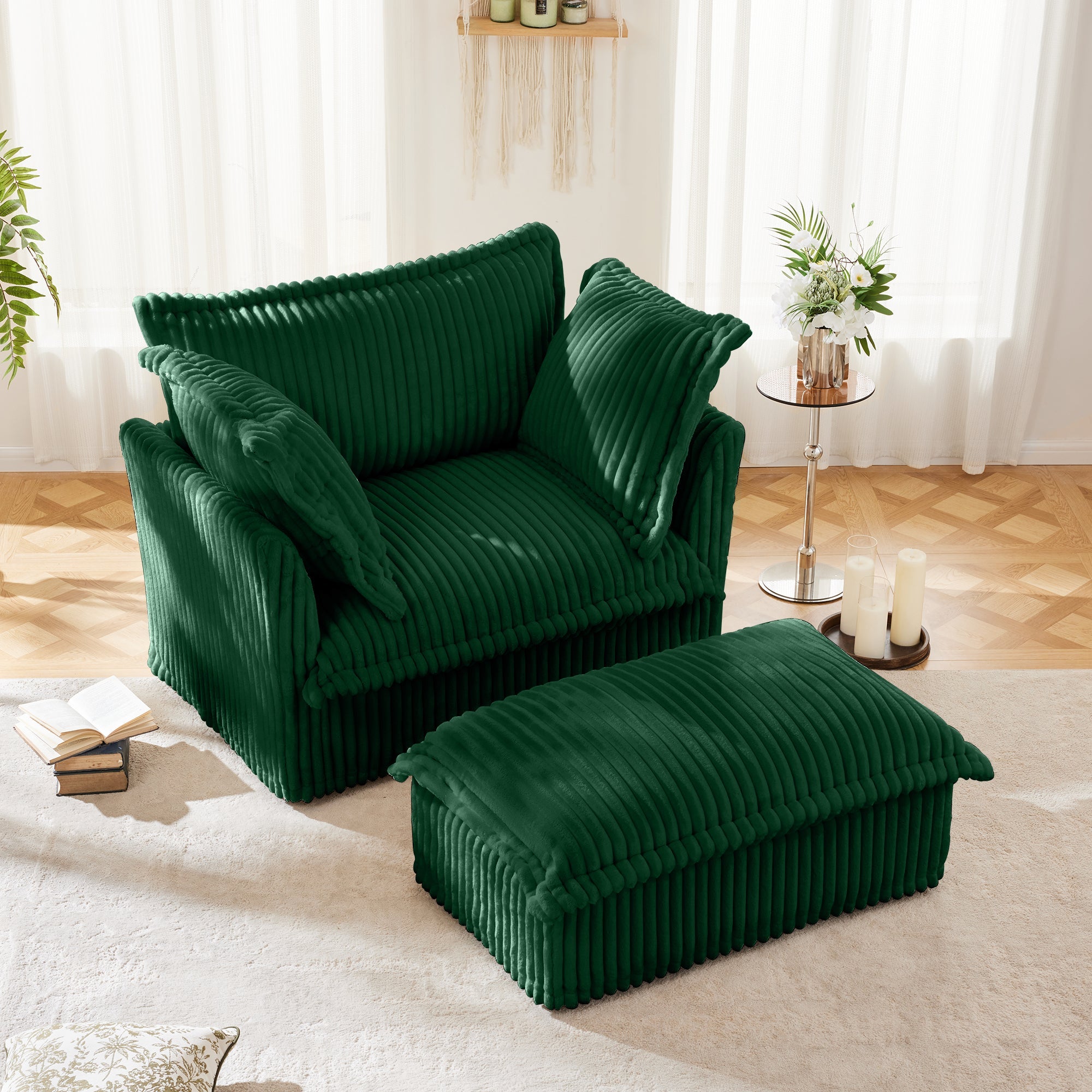 Fluffy Lounge Chair in Corduroy Emerald #Fabric_Corduroy Emerald