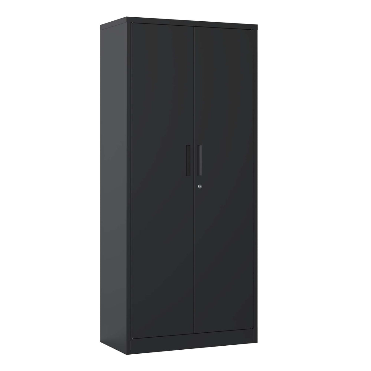 Metal Storage Cabinet, 4 Shelves, Locking, 70.9 in Tall, Black
