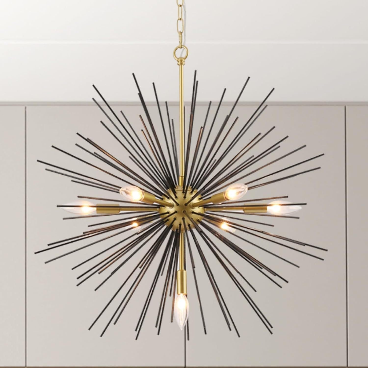 Gold and Black Sputnik 12-Light Chandelier, 26 in