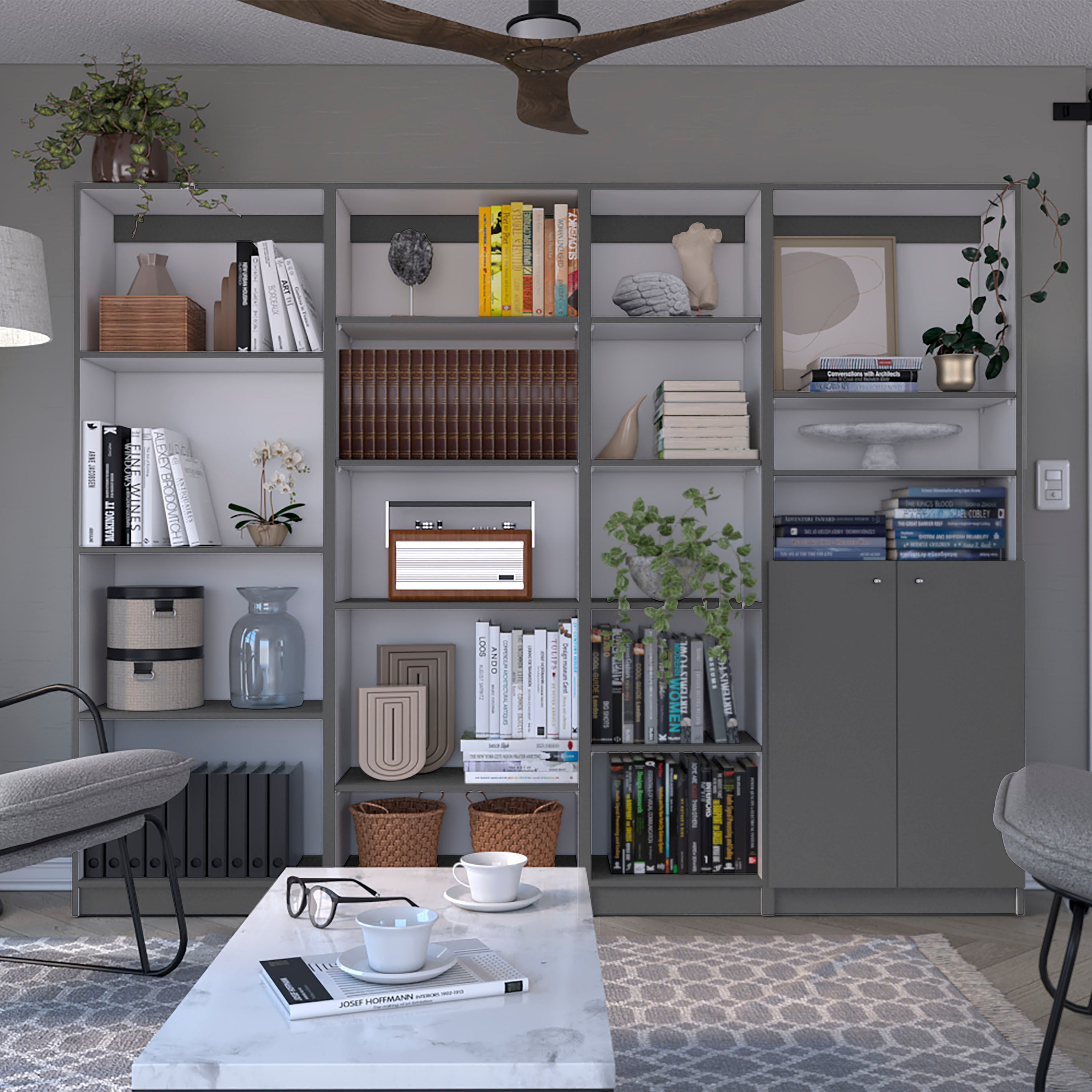 Bookcase, 17 Shelves, 91.8 in