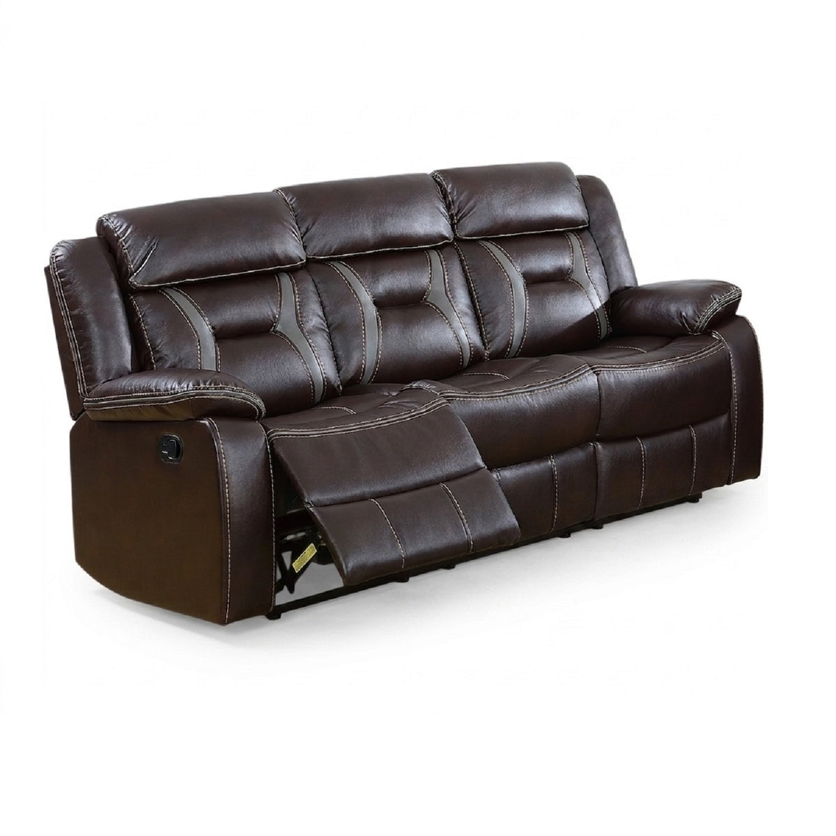 Dark Brown Vegan Leather Power Reclining Sofa with Storage, 80 in Wide