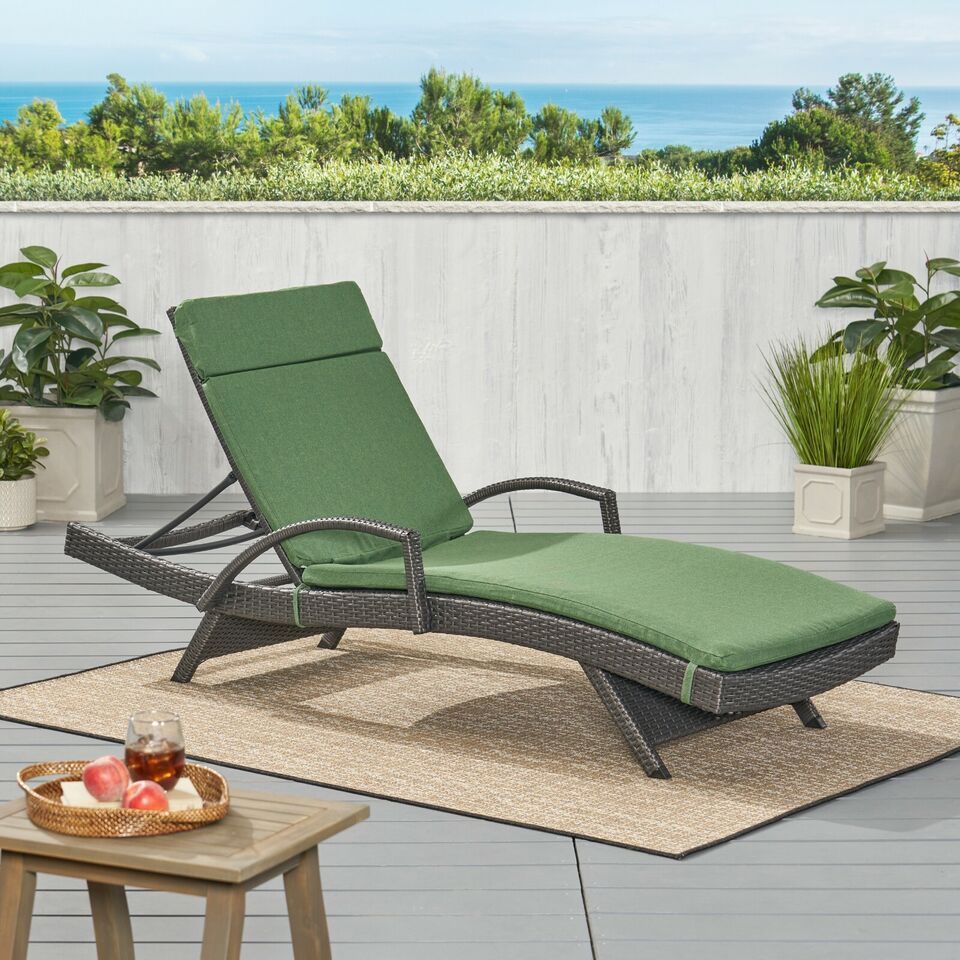 Green Outdoor Chaise Lounge Cushion, Set of 2