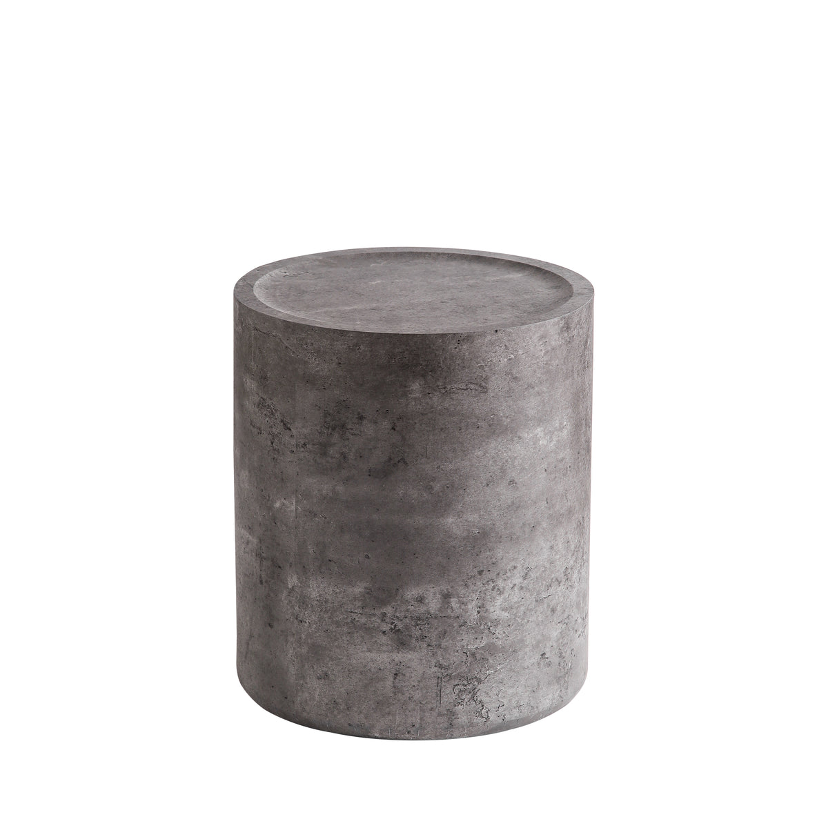Gray Concrete-Look Round Drum Side Table, 15.8 in