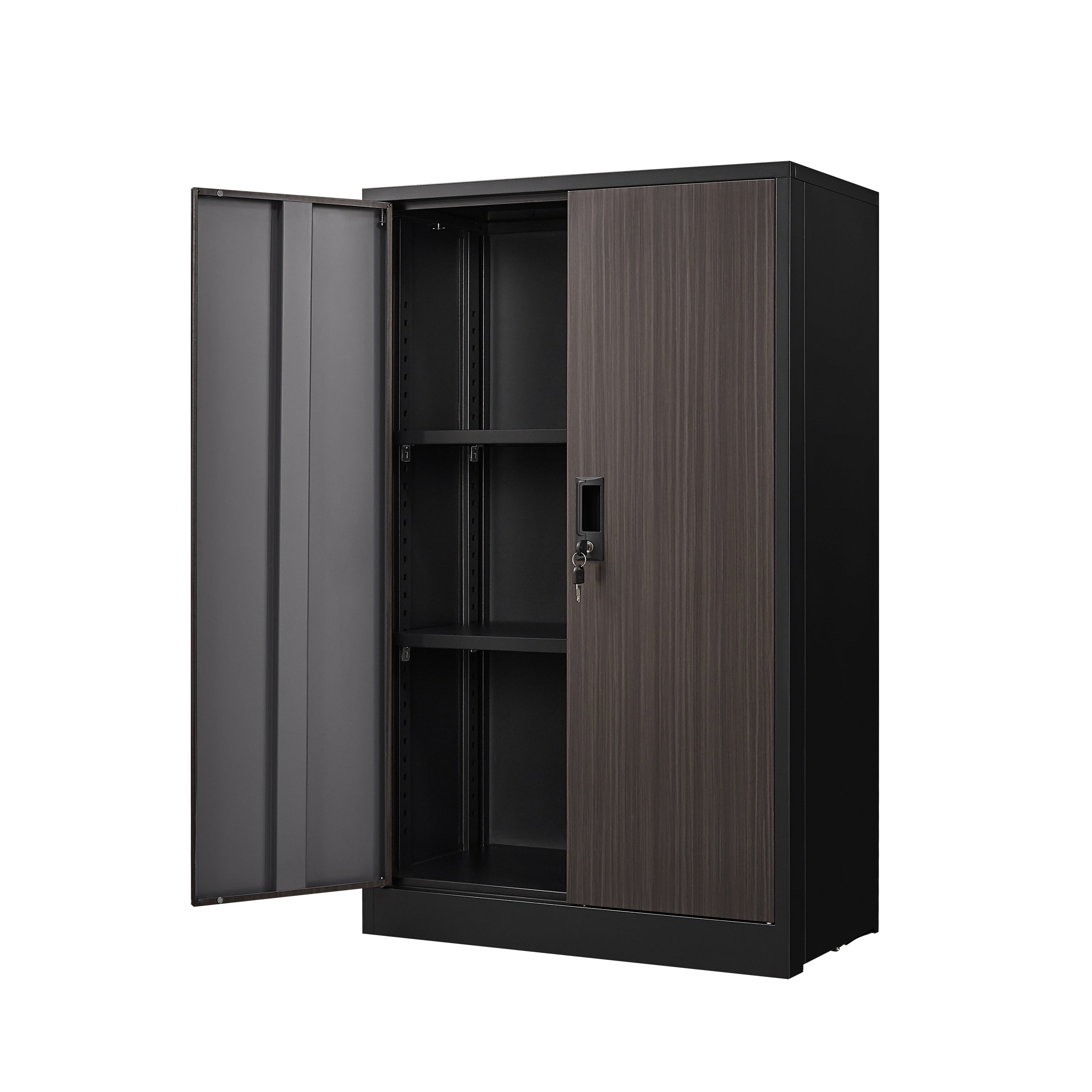 Steel Storage Cabinet, Locking, 42 in Tall, Black, 27.5 in Wide