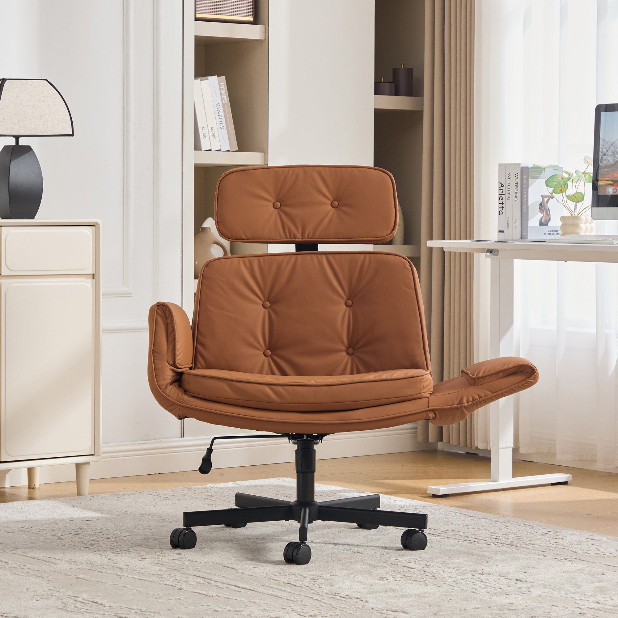 Brown Fabric Office Chair, Swivel, 300 lb