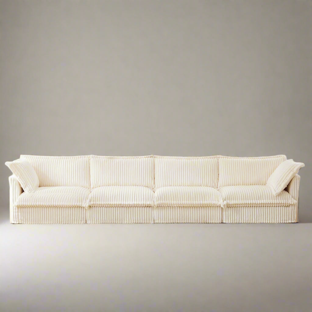 Fluffy 4-Seat Modular Sofa in Corduroy Cream #OttOnly_0 #Fabric_Corduroy Cream