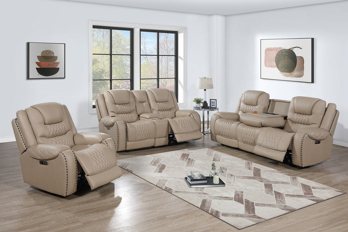 Brown Top Grain Leather Power Reclining 3-Piece Living Room Set