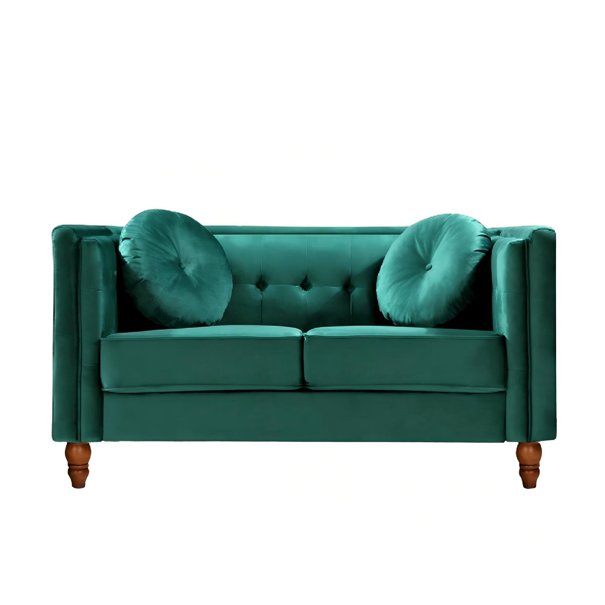 Green Velvet 2-Seat Tufted Chesterfield Sofa, 58.3 in Wide