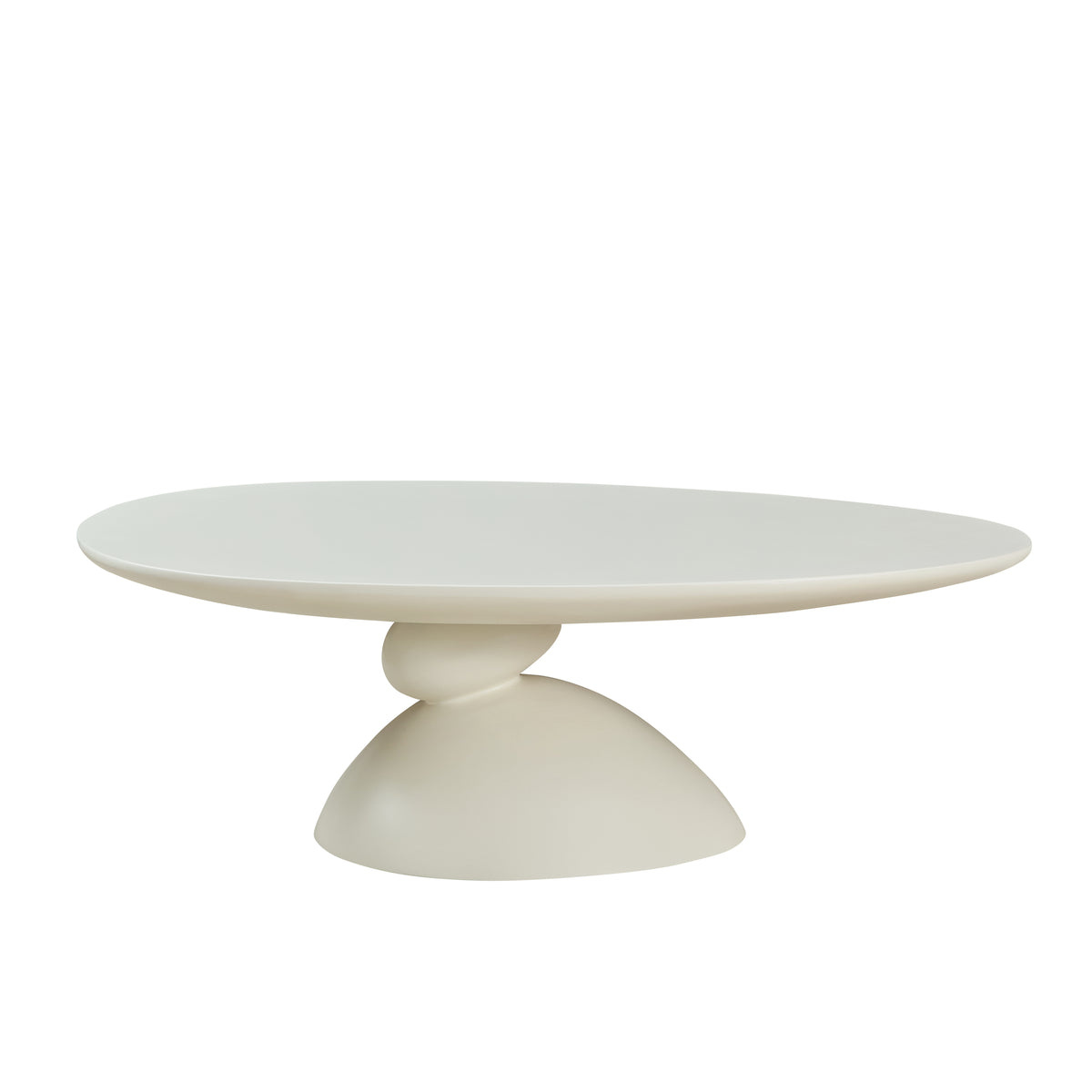 Cream Fiberglass Sculptural Oval Coffee Table, 47.2 in