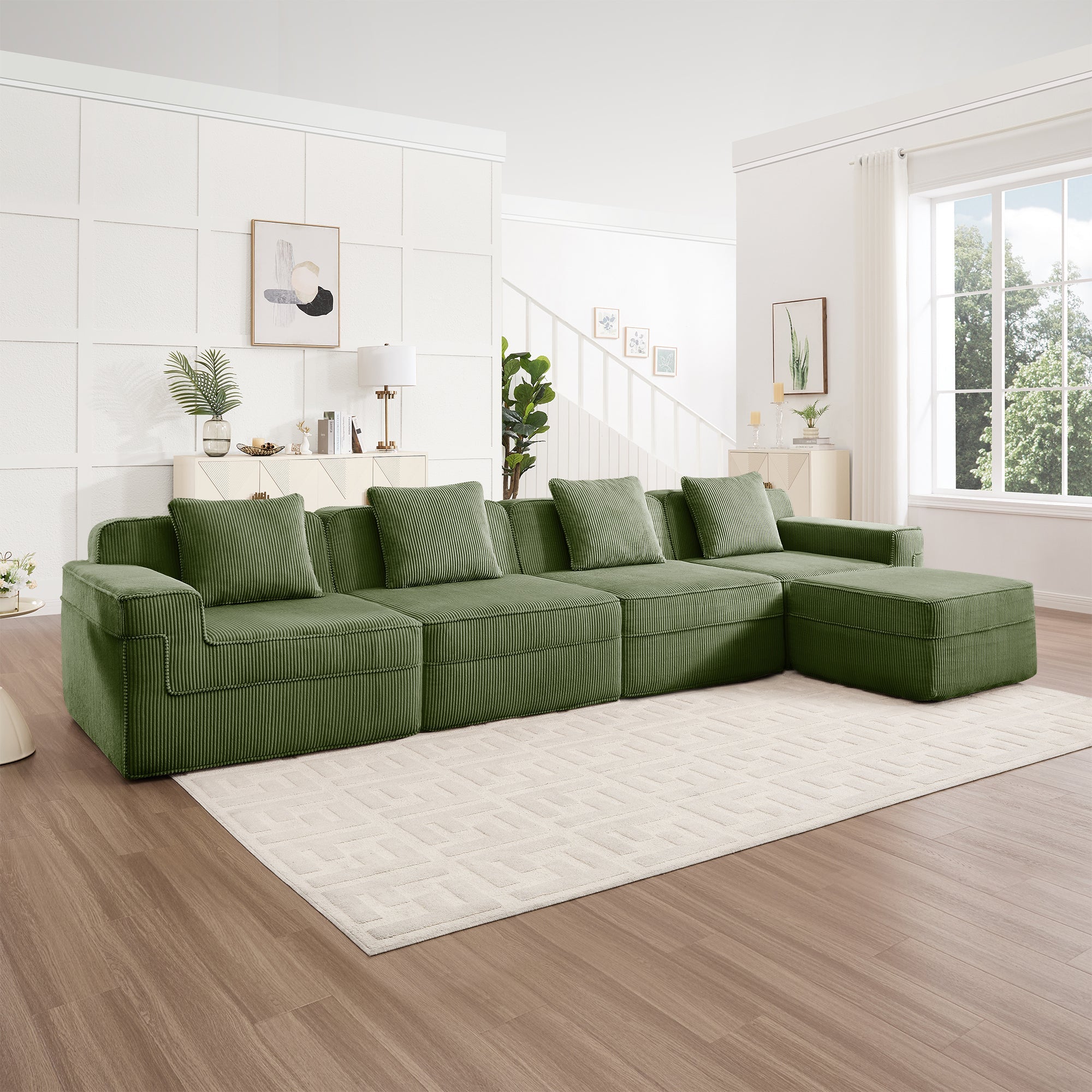Hudson 4-Seat Boneless Couch in Olive #OttOnly_1 #Color_Olive