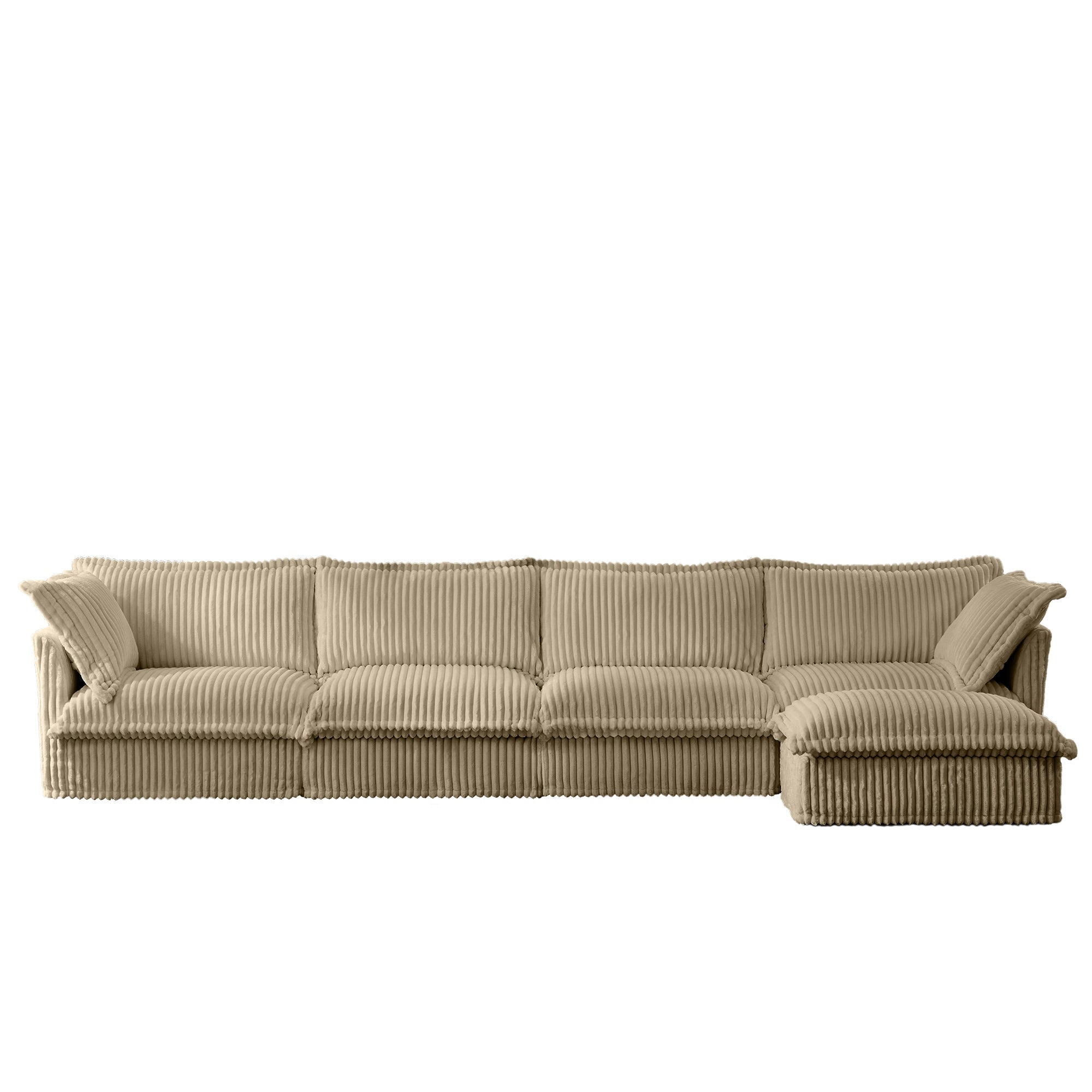 Fluffy 4-Seat Modular Sofa in Corduroy Camel #OttOnly_1 #Fabric_Corduroy Camel