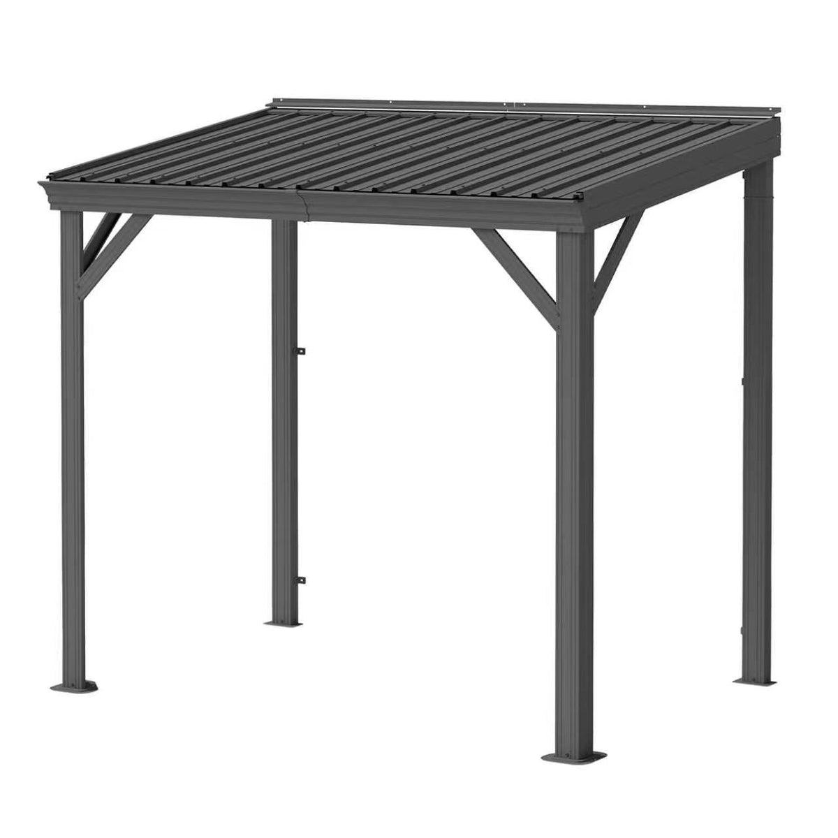 5x8 ft Gray Metal Lean-To Hardtop Gazebo