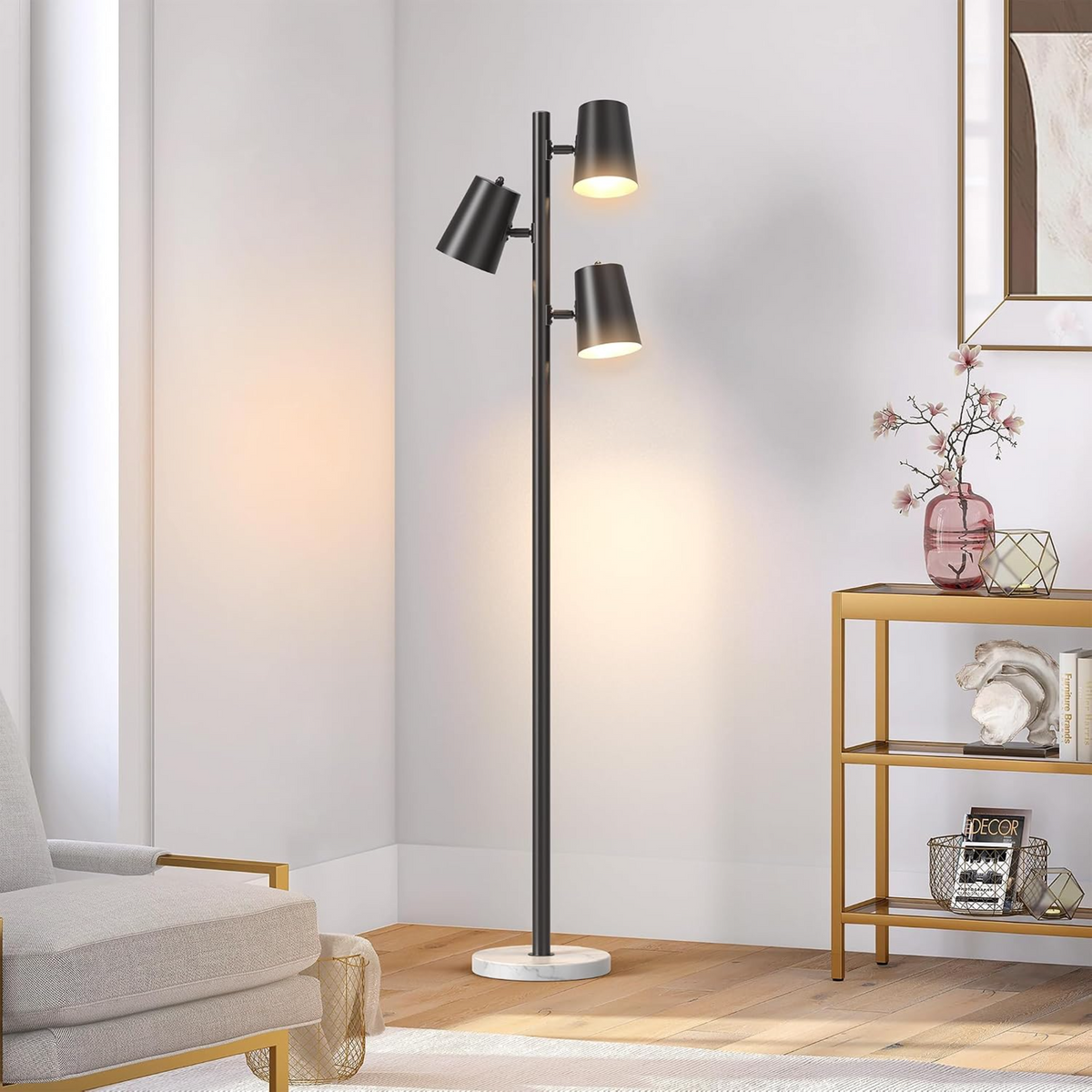 Black Industrial Floor Lamp, 62 in, Metal Shade